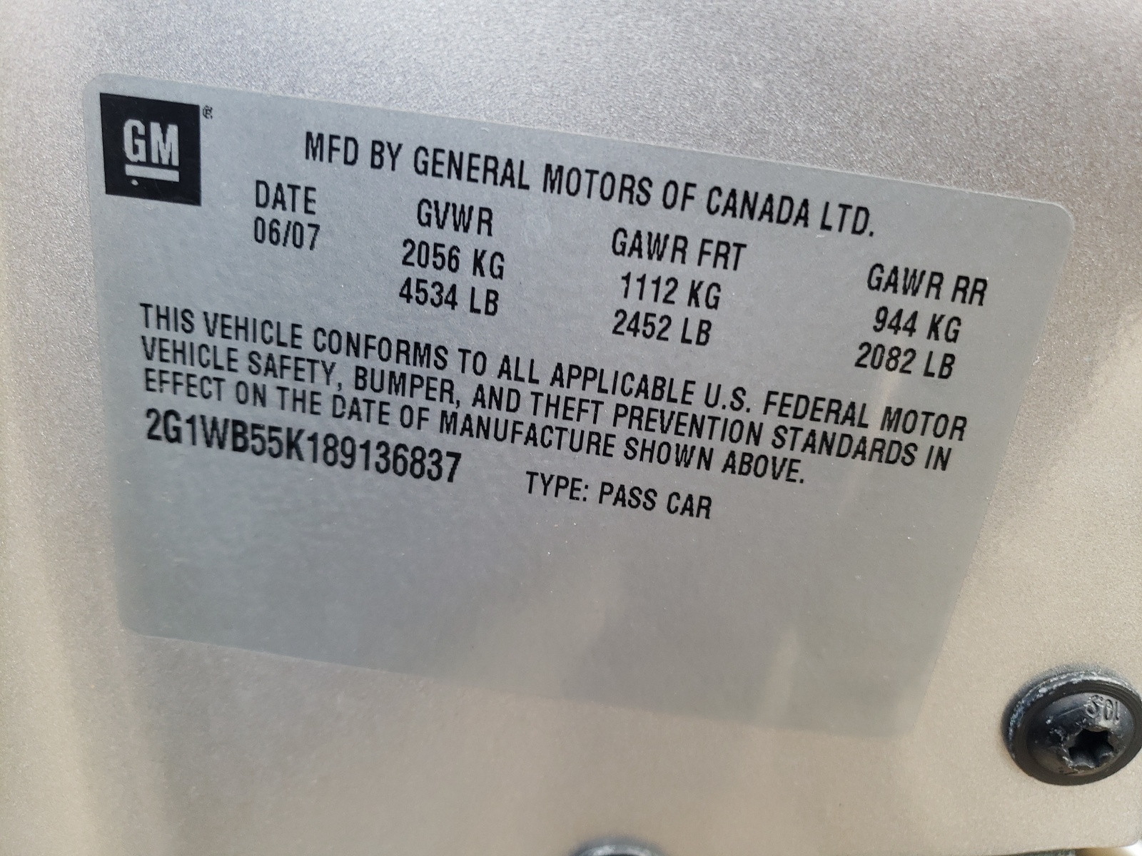 Photo 10 from auction – 2008 CHEVROLET IMPALA LS with VIN 2G1WB55K189136837