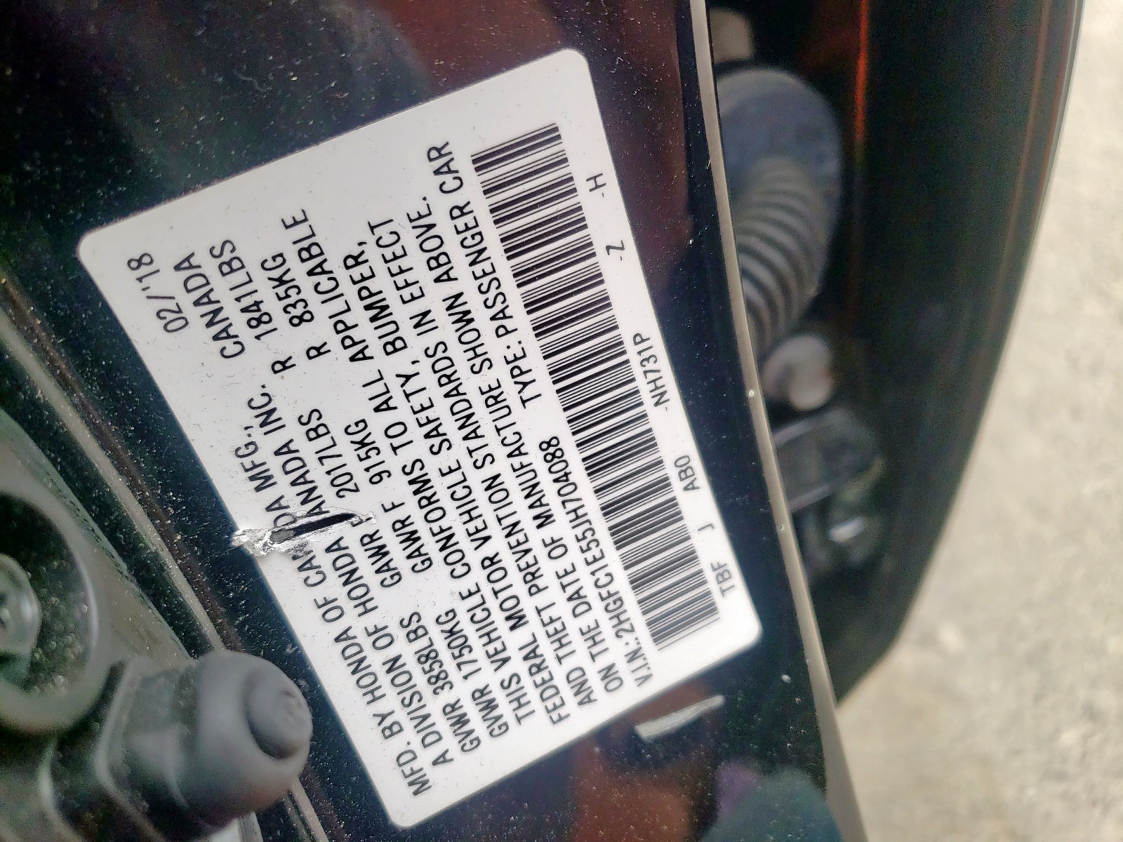 Photo 10 from auction – 2018 HONDA CIVIC SI with VIN 2HGFC1E55JH704088