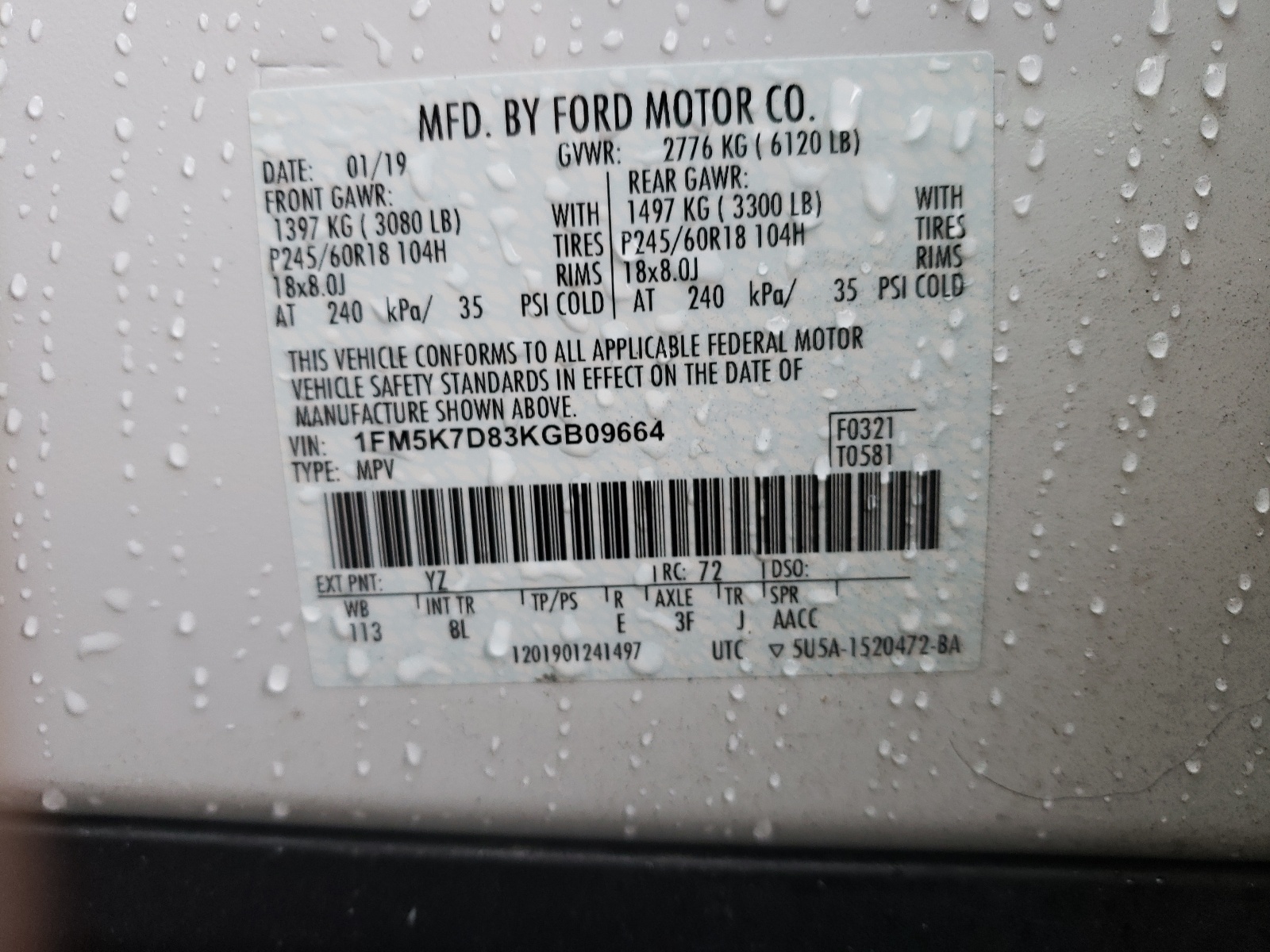 صورة رقم 10 من المزاد - 2019 FORD EXPLORER X مع VIN 1FM5K7D83KGB09664