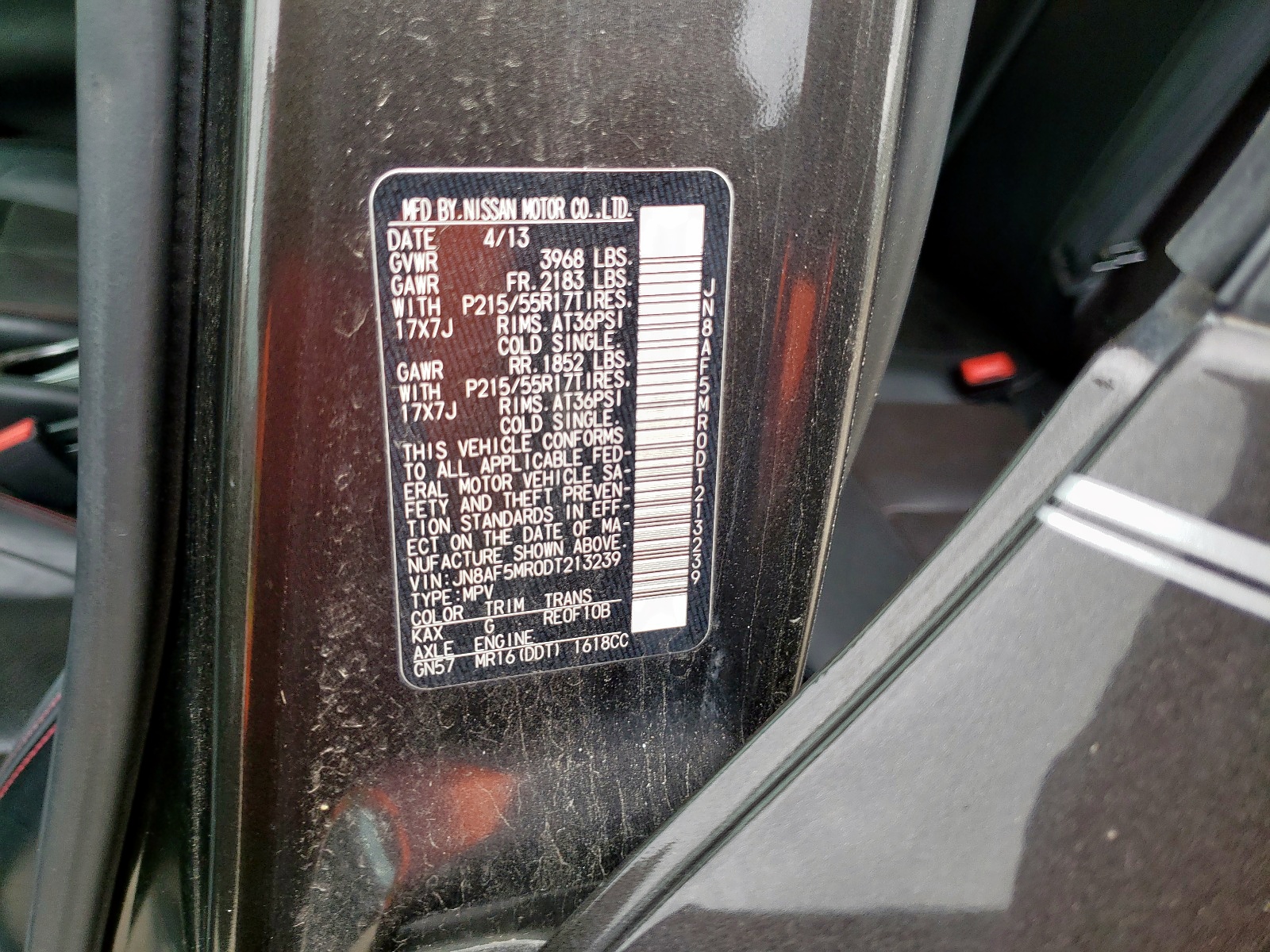 Photo 10 from auction – 2013 NISSAN JUKE S with VIN JN8AF5MR0DT213239