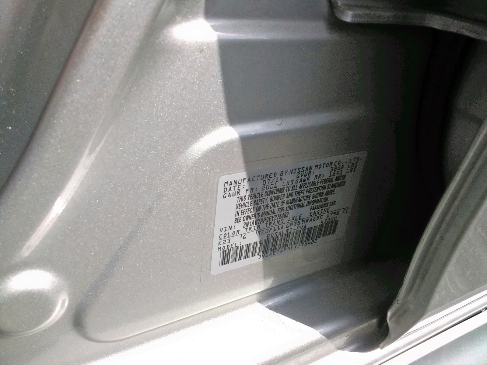 Photo 10 from auction – 2014 NISSAN SENTRA S with VIN 3N1AB7AP9EY275482