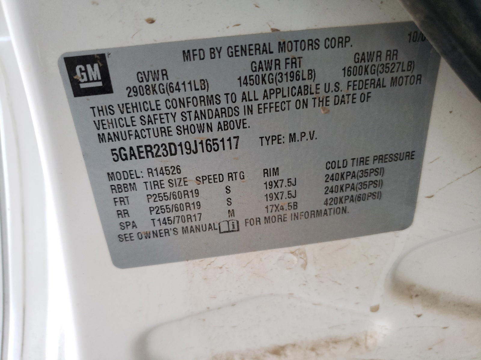 Photo 10 from auction – 2009 BUICK ENCLAVE CX with VIN 5GAER23D19J165117