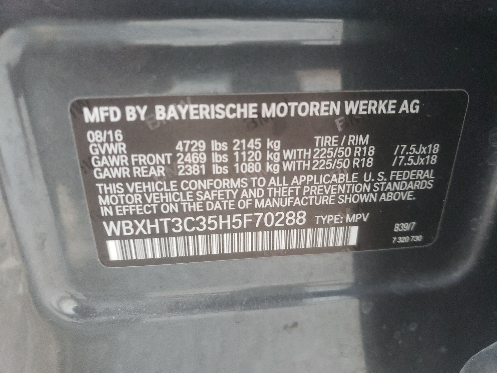 Photo 10 from auction – 2017 BMW X1 XDRIVE2 with VIN WBXHT3C35H5F70288