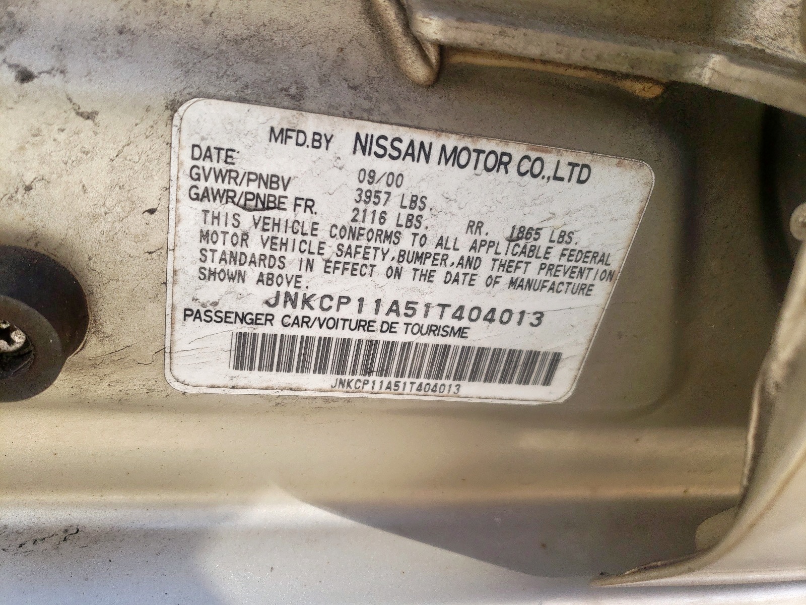 Photo 10 from auction – 2001 INFINITI G20 with VIN JNKCP11A51T404013