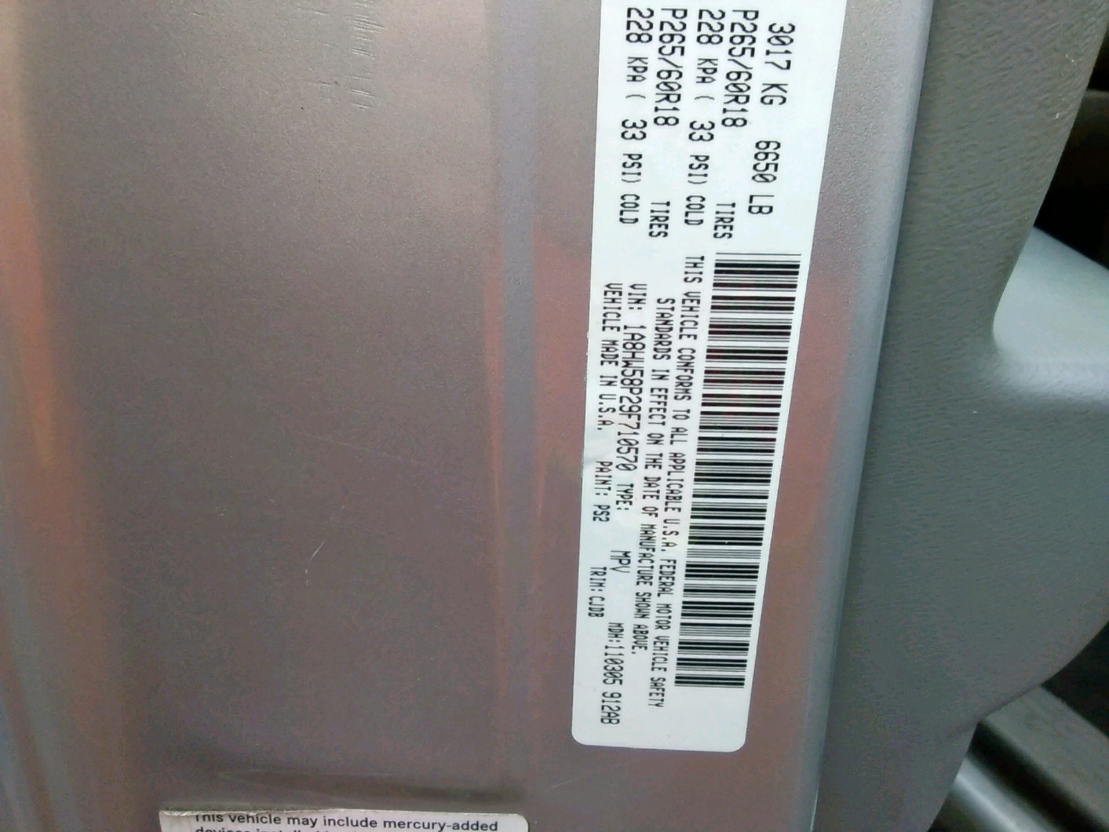 Photo 10 from auction – 2009 CHRYSLER ASPEN LIMI with VIN 1A8HW58P29F710570