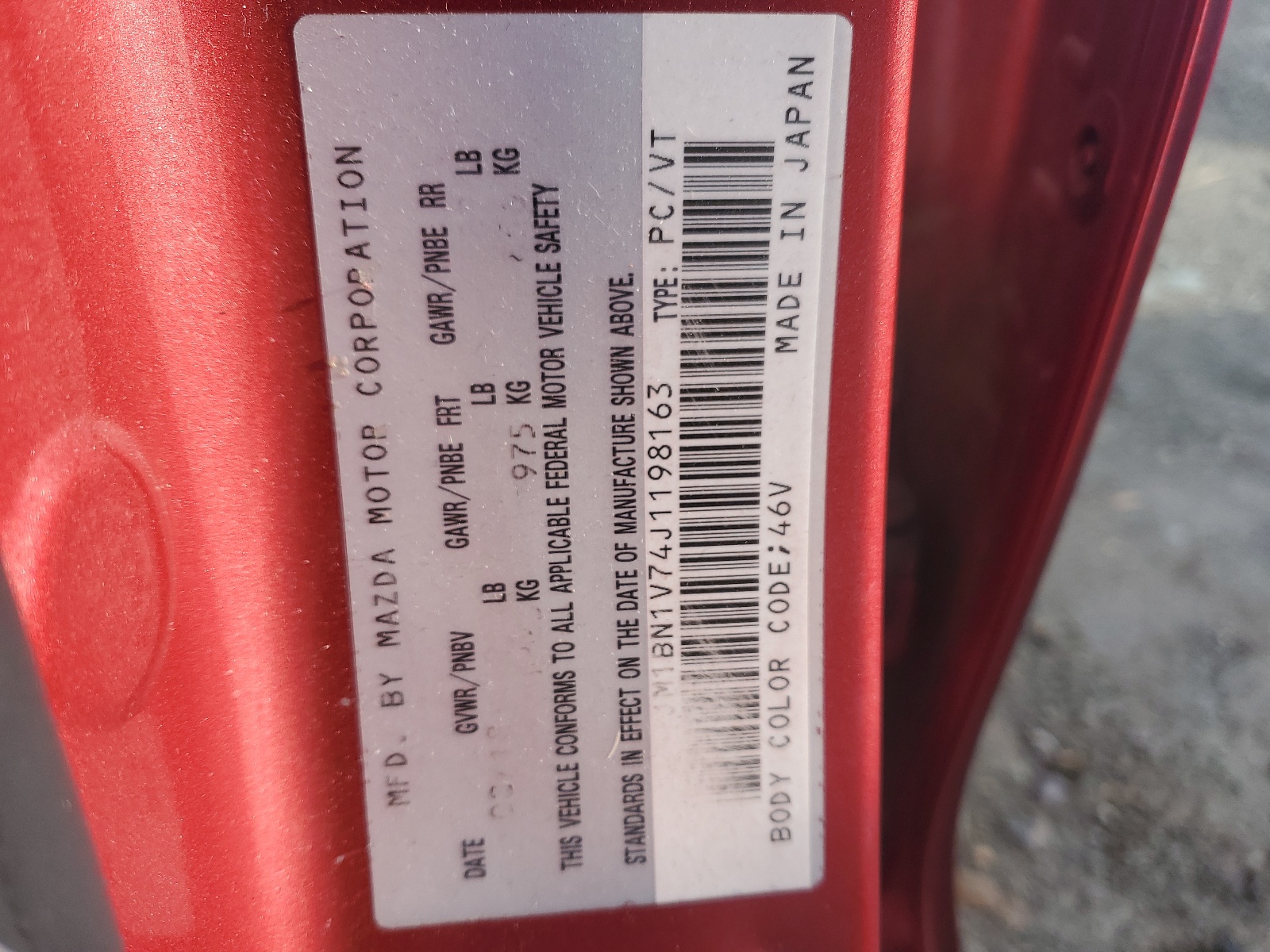Photo 10 from auction – 2018 MAZDA 3 TOURING with VIN JM1BN1V74J1198163
