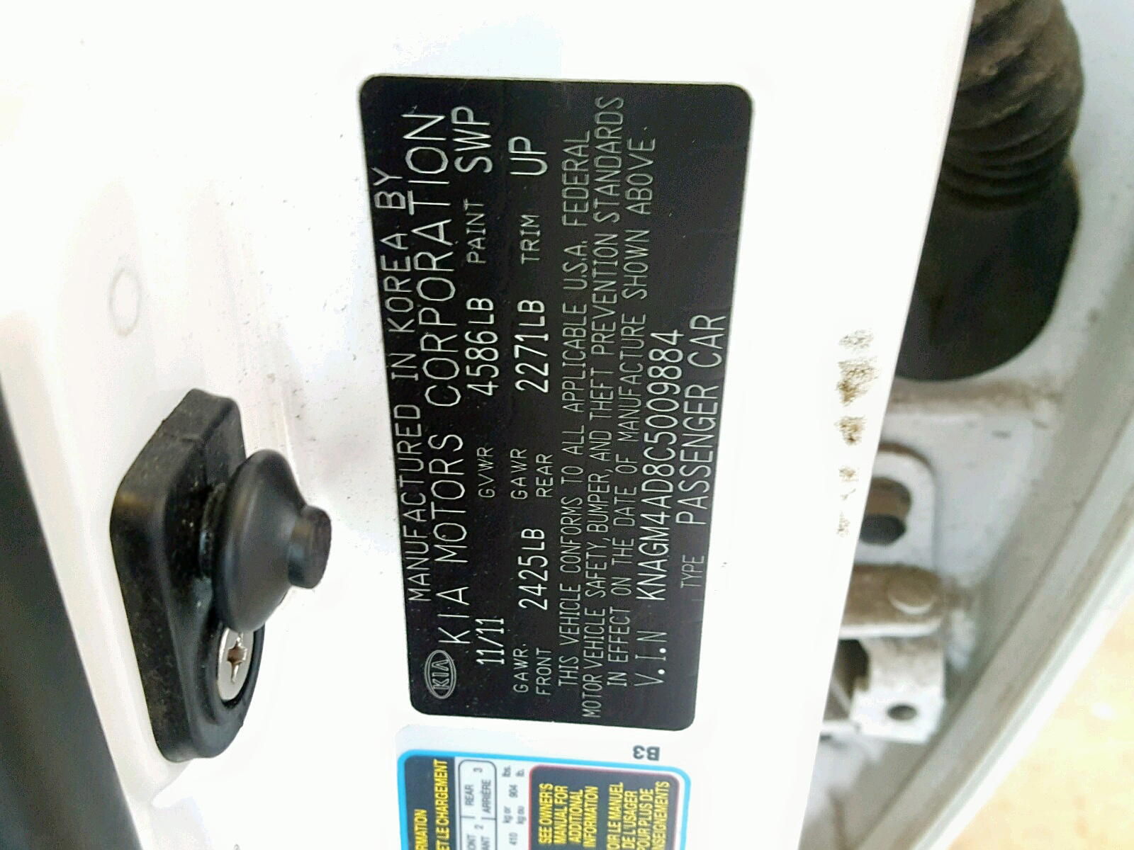 Photo 10 from auction – 2012 KIA OPTIMA HYB with VIN KNAGM4AD8C5009884