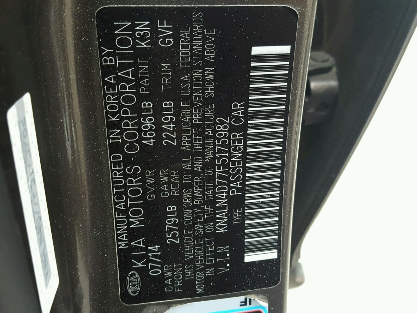 Photo 10 from auction – 2015 KIA CADENZA PR with VIN KNALN4D77F5175982