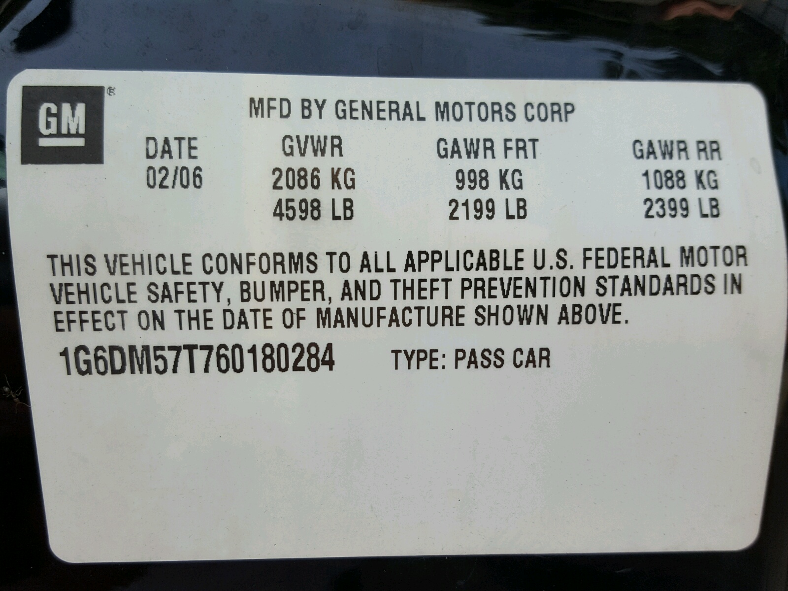Photo 10 from auction – 2006 CADILLAC CTS with VIN 1G6DM57T760180284
