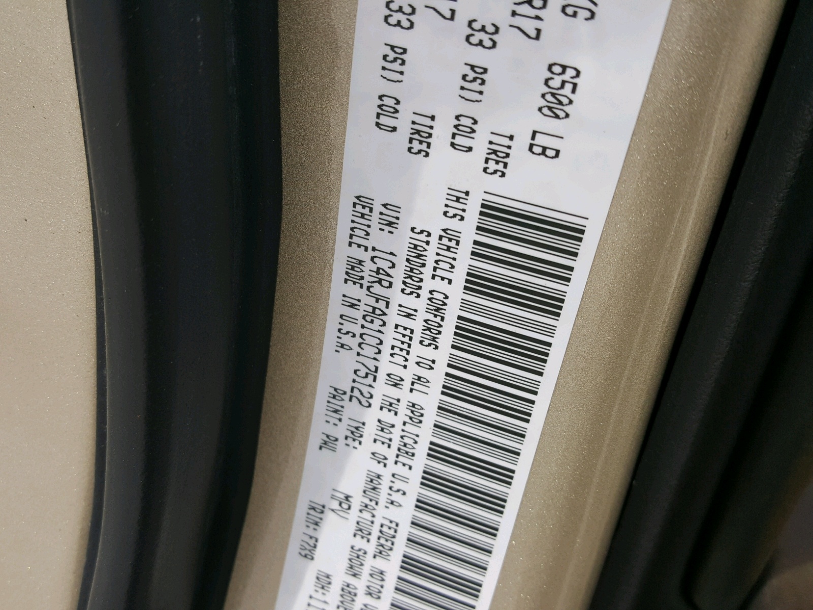 Photo 10 from auction – 2012 JEEP GRAND CHER with VIN 1C4RJFAG1CC175122