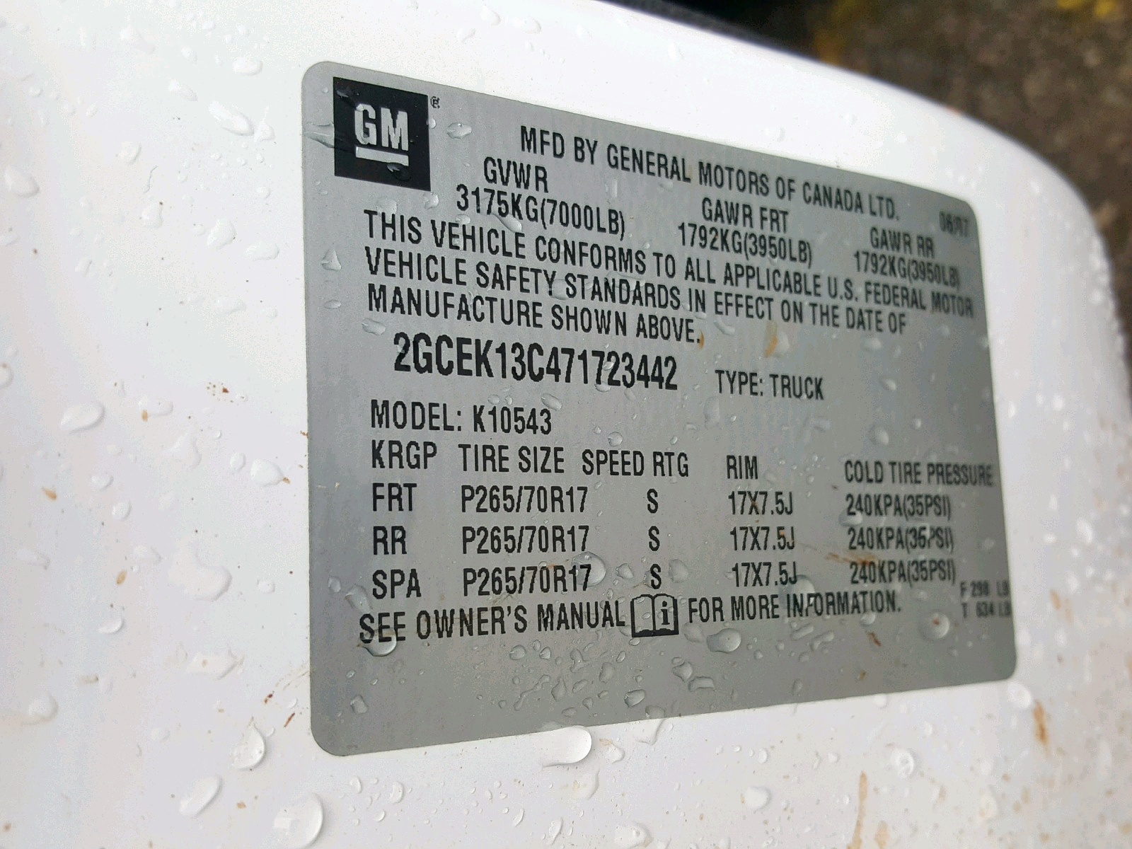 صورة رقم 10 من المزاد - 2007 CHEVROLET SILVERADO مع VIN 2GCEK13C471723442