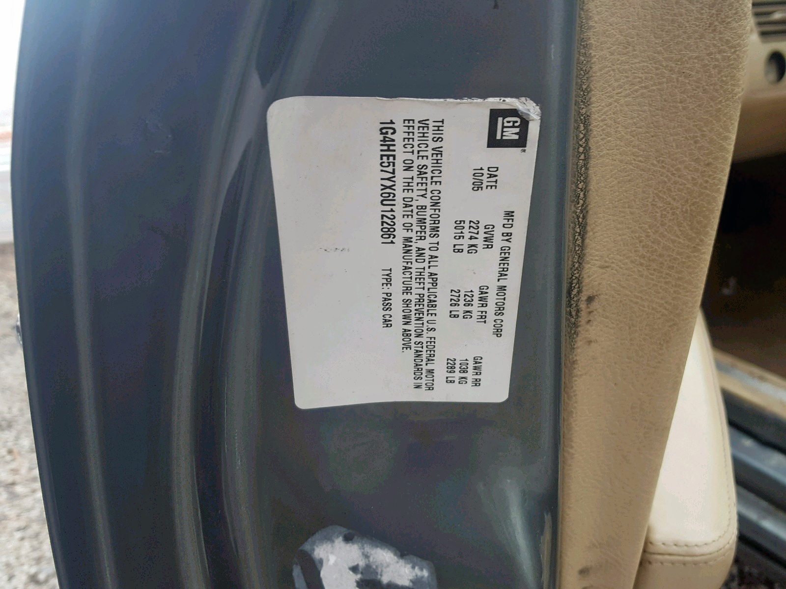 Photo 10 from auction – 2006 BUICK LUCERNE CX with VIN 1G4HE57YX6U122861