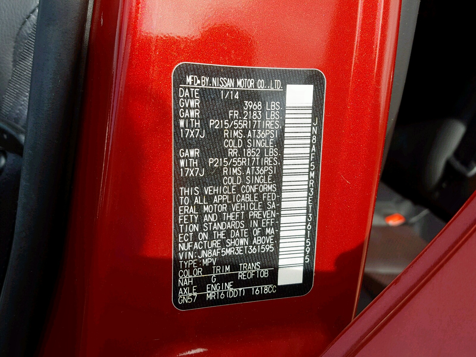 Photo 10 from auction – 2014 NISSAN JUKE S with VIN JN8AF5MR3ET361595