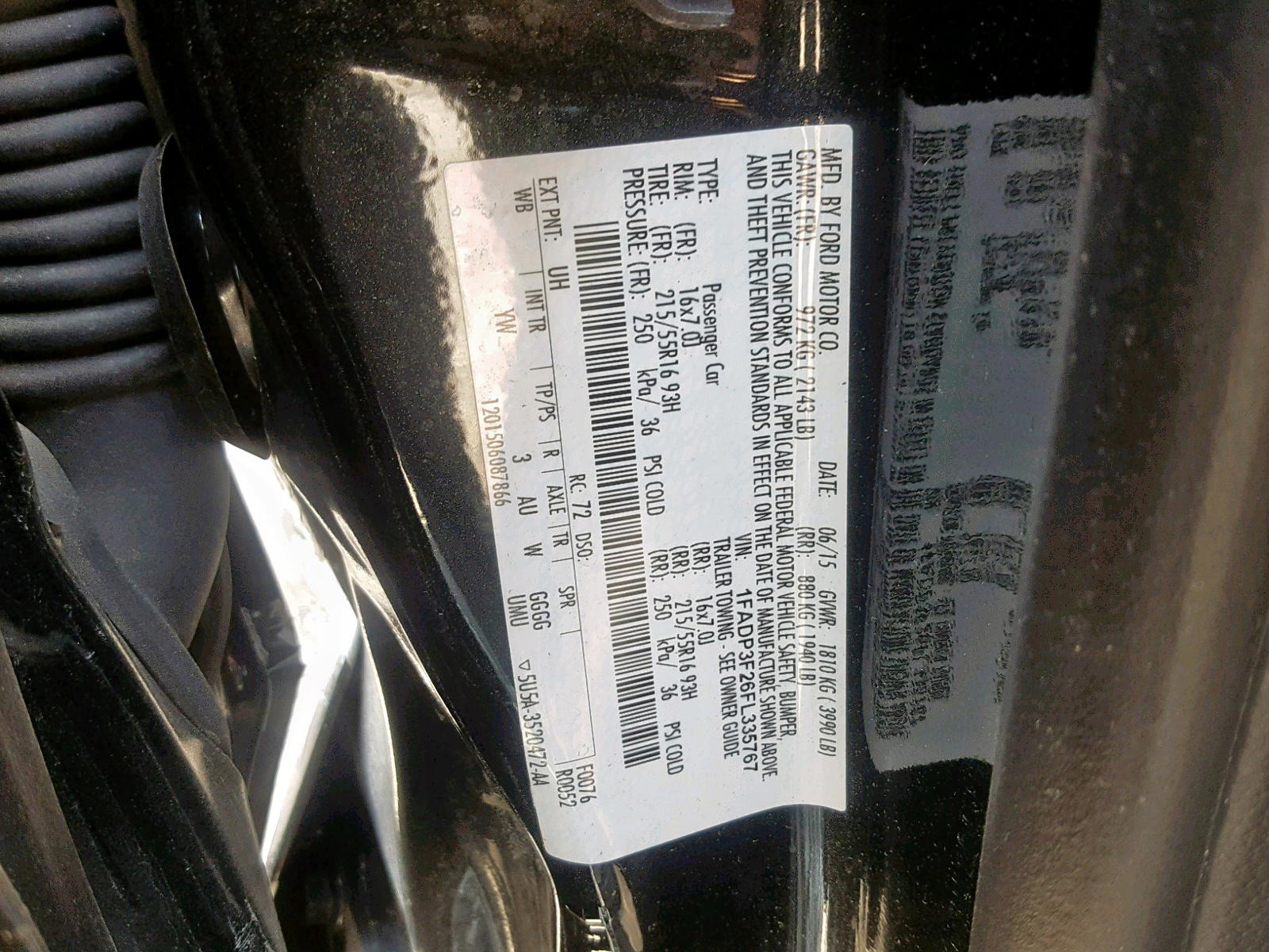 Photo 10 from auction – 2015 FORD FOCUS SE with VIN 1FADP3F26FL335767