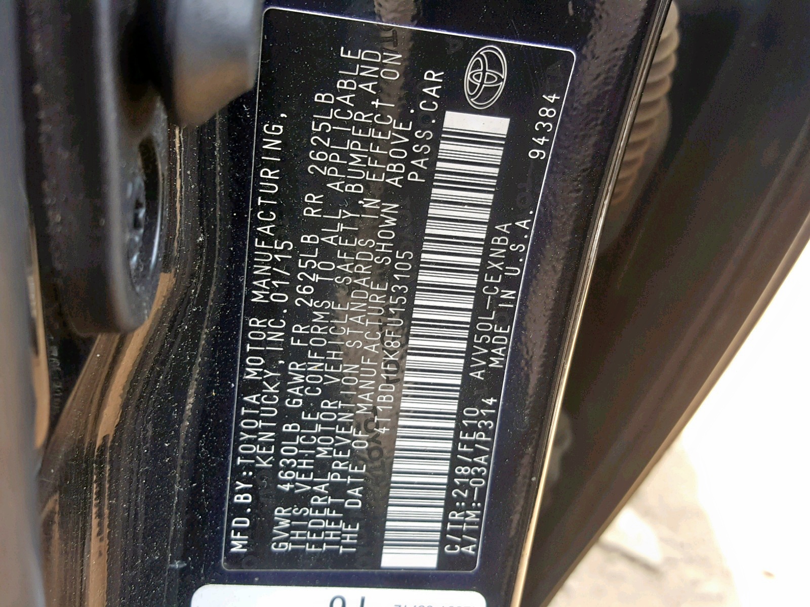 Photo 10 from auction – 2015 TOYOTA CAMRY HYBR with VIN 4T1BD1FK8FU153105