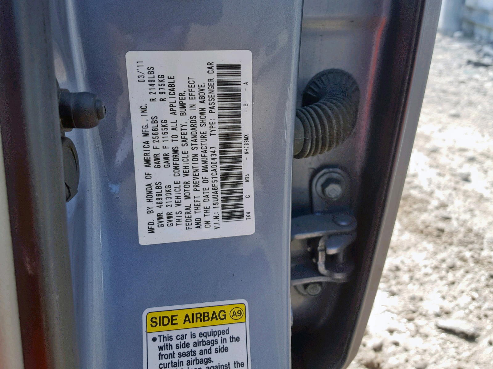 Photo 10 from auction – 2012 ACURA TL with VIN 19UUA8F51CA004347