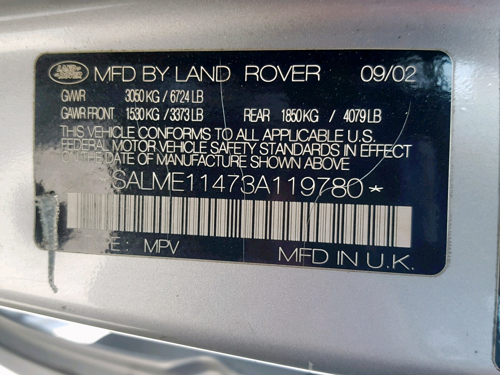 Zdjęcie 10 z aukcji – 2003 LAND ROVER RANGE ROVE z VIN SALME11473A119780