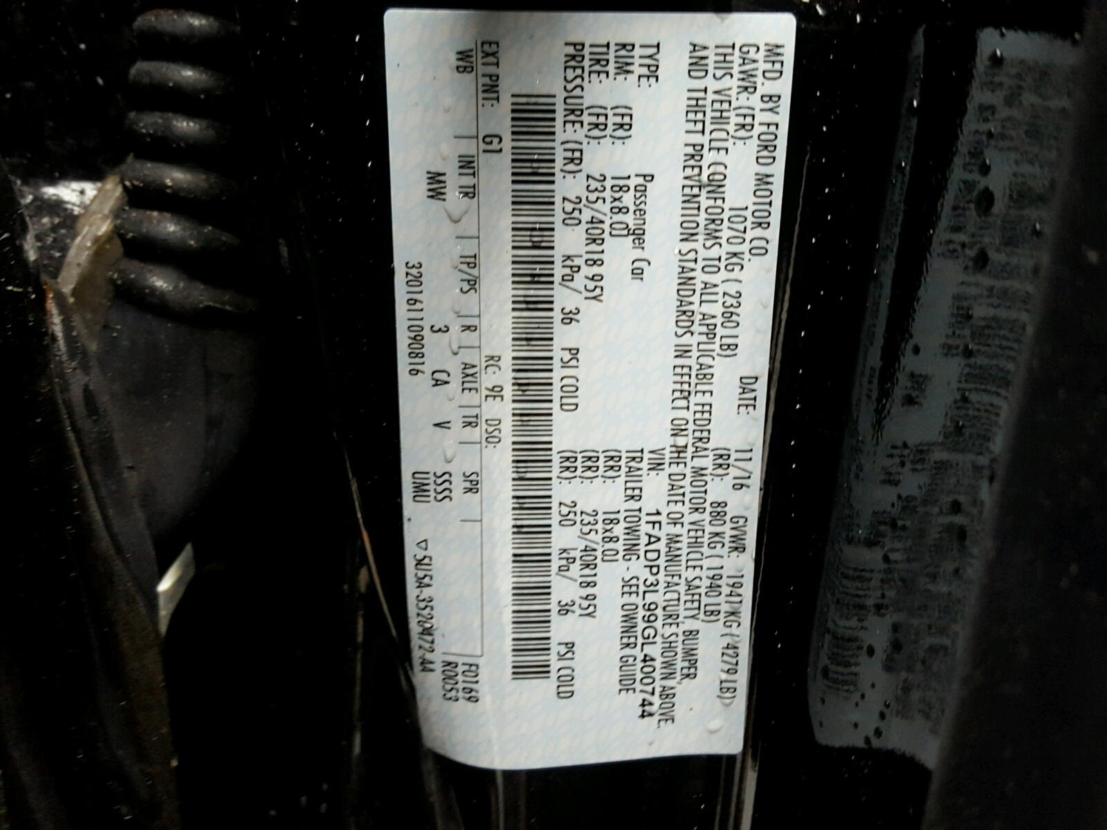 Photo 10 from auction – 2016 FORD FOCUS with VIN 1FADP3L99GL400744