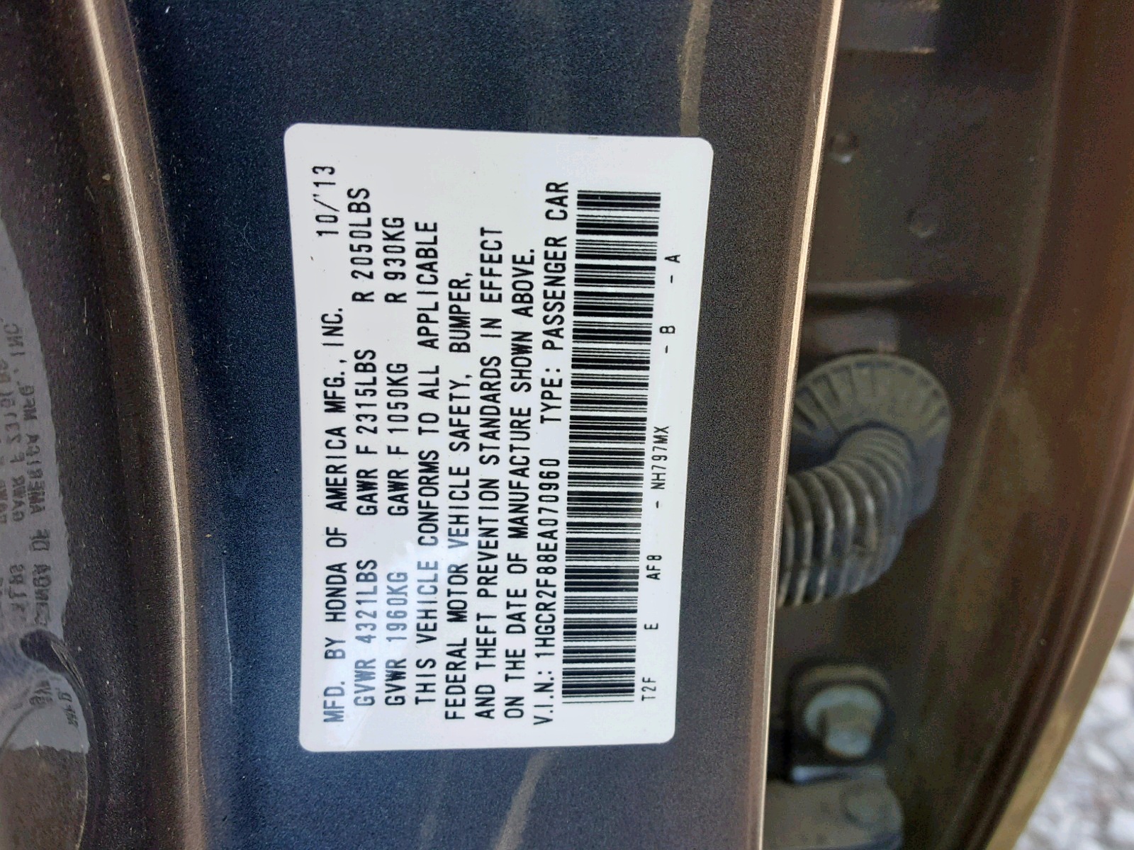Photo 10 from auction – 2014 HONDA ACCORD EXL with VIN 1HGCR2F88EA070960