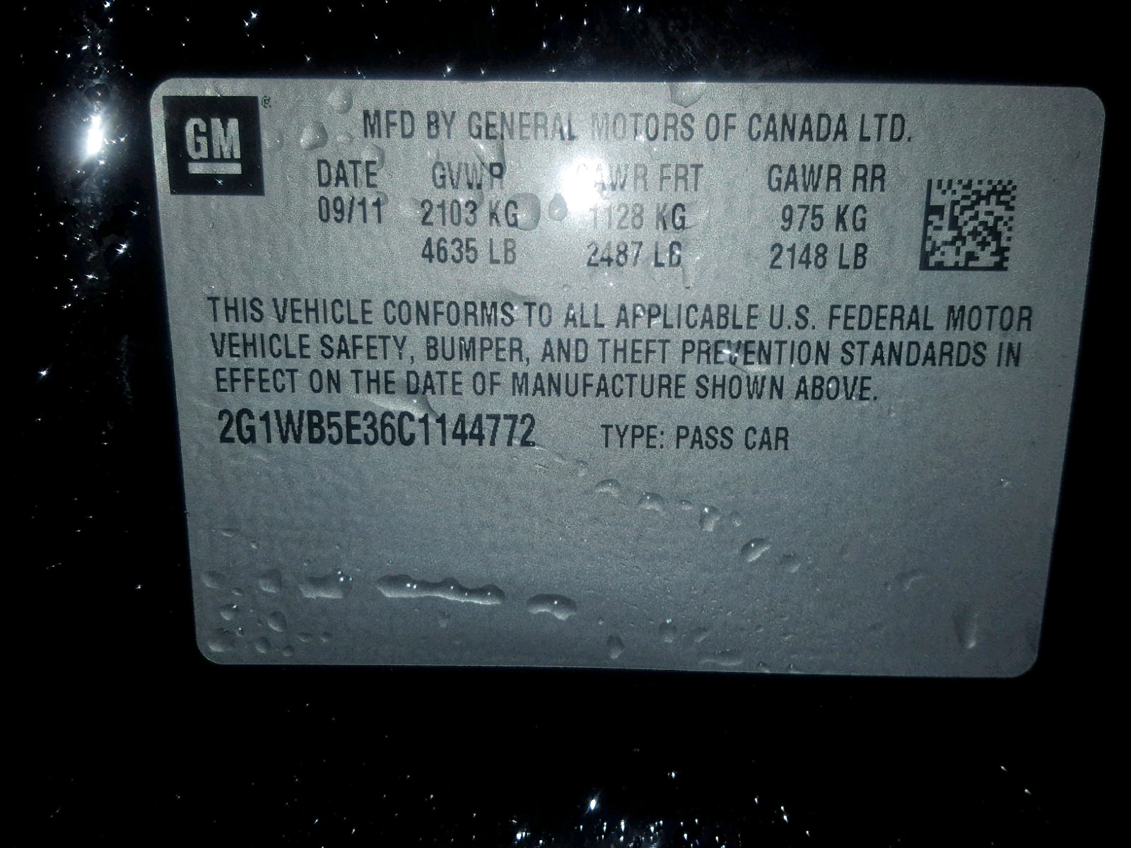 Photo 10 from auction – 2012 CHEVROLET IMPALA LT with VIN 2G1WB5E36C1144772