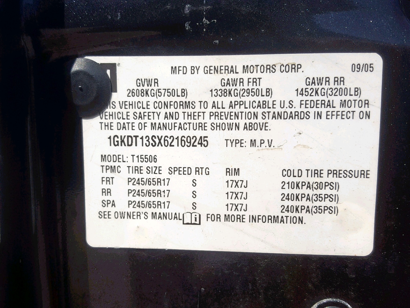 Photo 10 from auction – 2006 GMC ENVOY with VIN 1GKDT13SX62169245