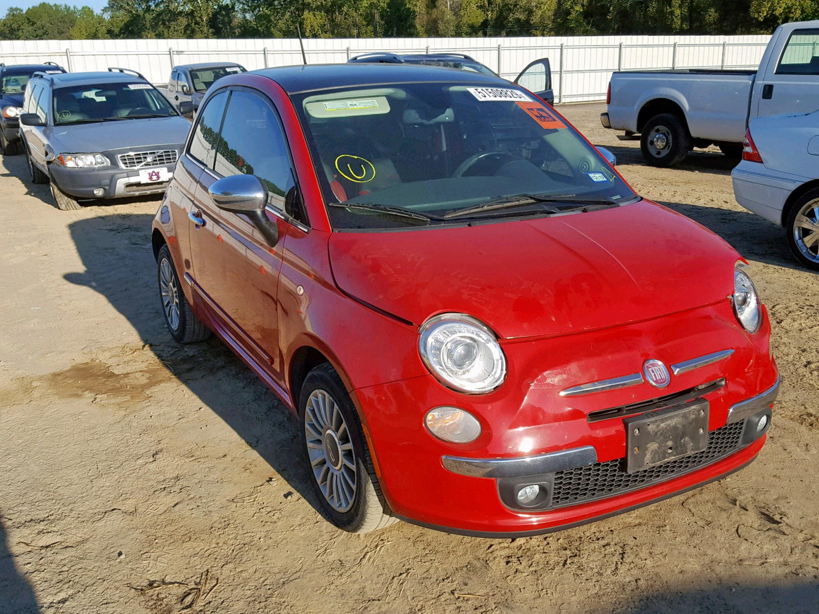 FIAT 500 LOUNGE 2012 with VIN 3C3CFFCR9CT385725 - Photo from auction