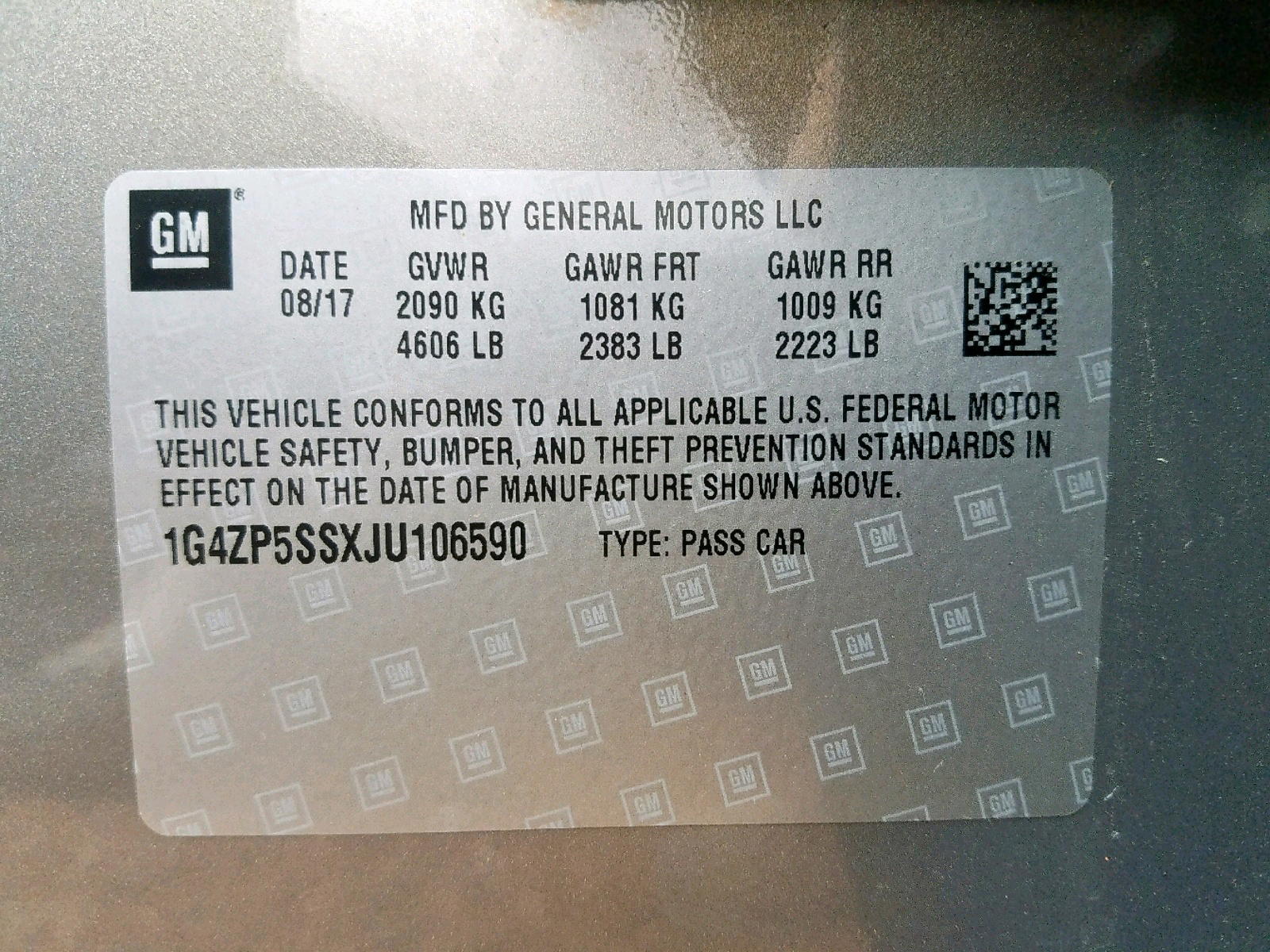 Photo 10 from auction – 2018 BUICK LACROSSE E with VIN 1G4ZP5SSXJU106590