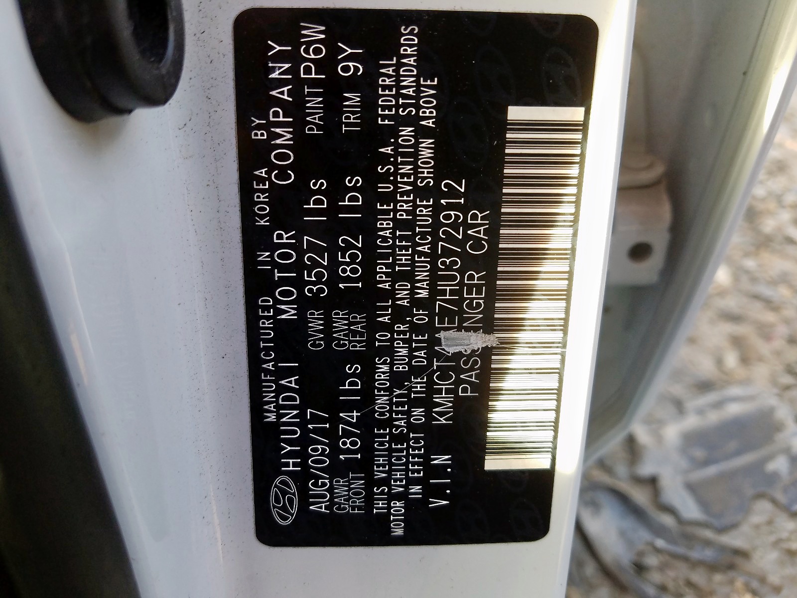 Photo 10 from auction – 2017 HYUNDAI ACCENT SE with VIN KMHCT4AE7HU372912