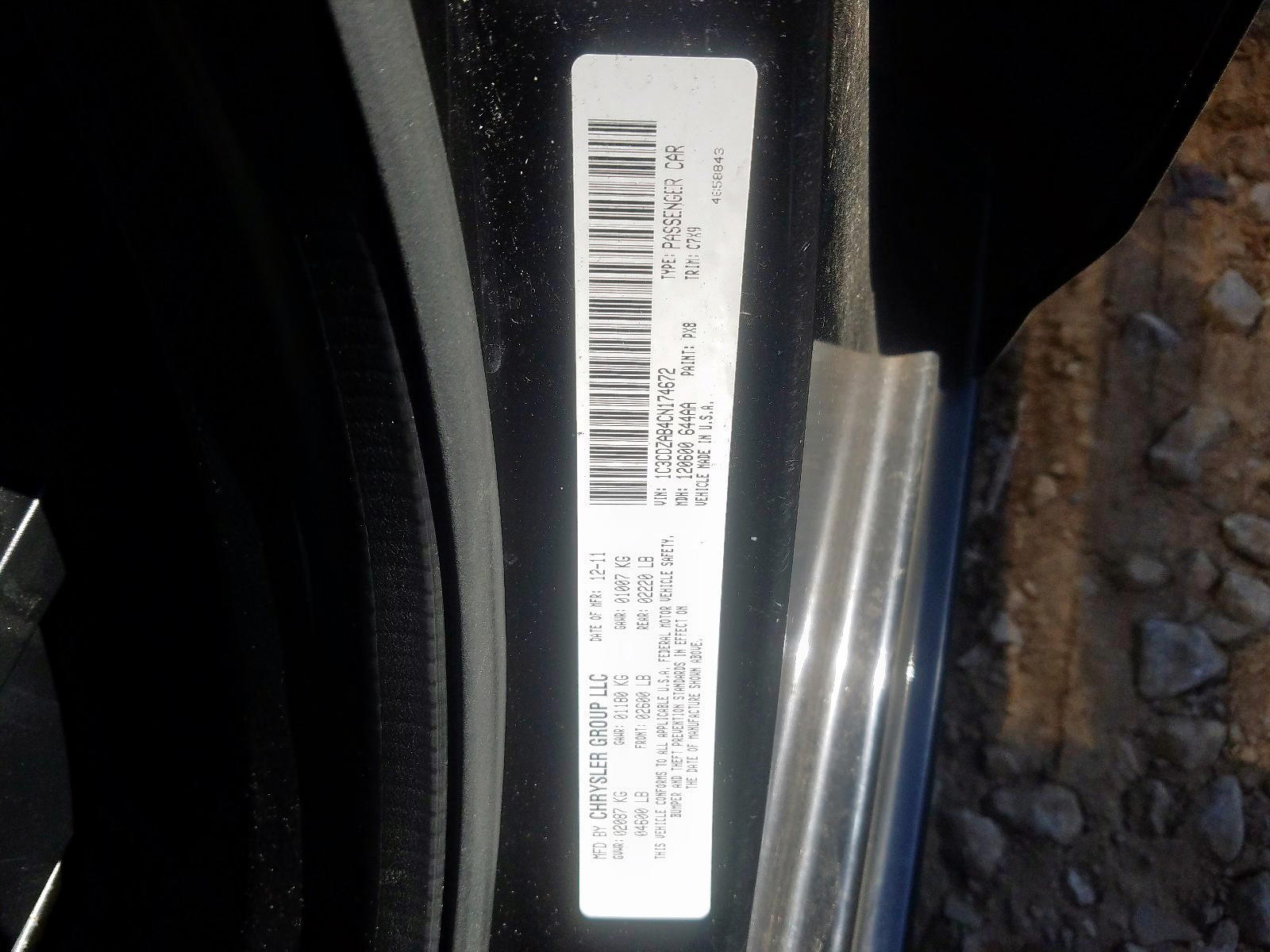 Photo 10 from auction – 2012 DODGE AVENGER SE with VIN 1C3CDZAB4CN174672