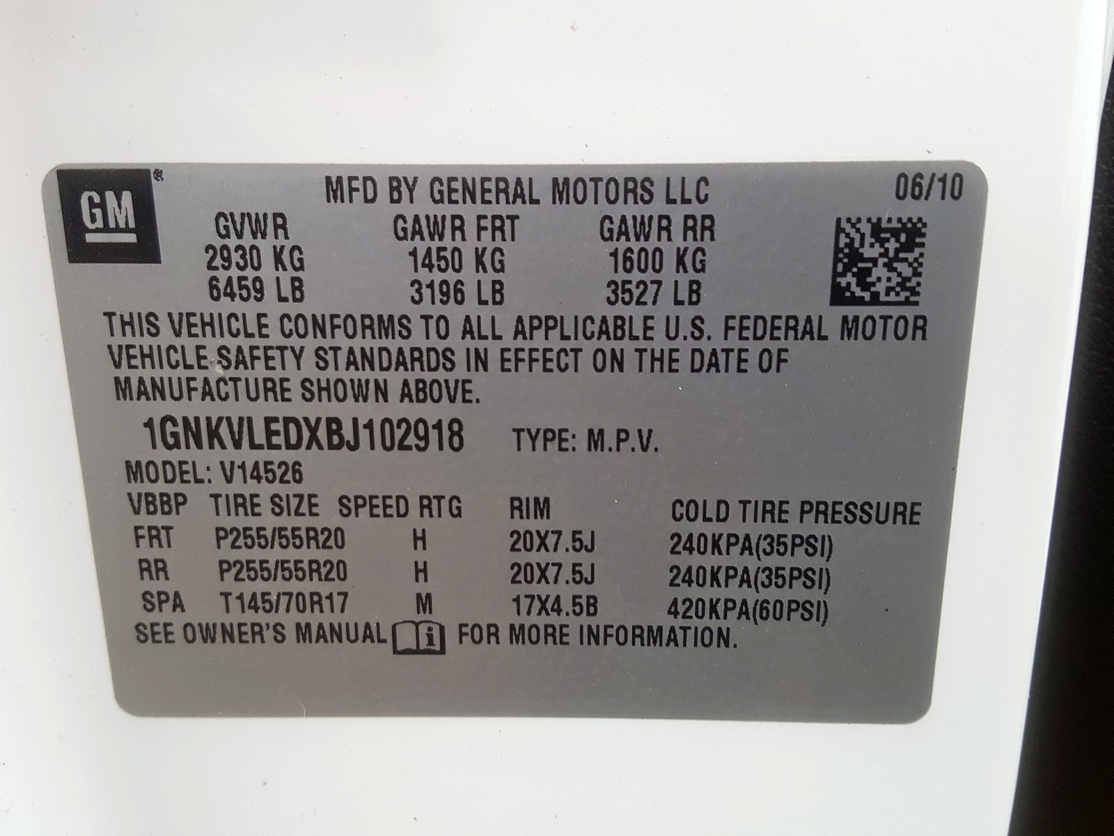 Photo 10 from auction – 2011 CHEVROLET TRAVERSE L with VIN 1GNKVLEDXBJ102918