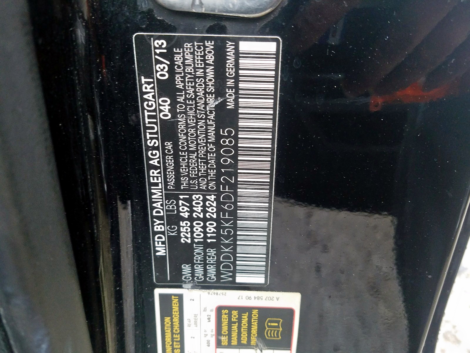 Photo 10 from auction – 2013 MERCEDES-BENZ E 350 with VIN WDDKK5KF6DF219085
