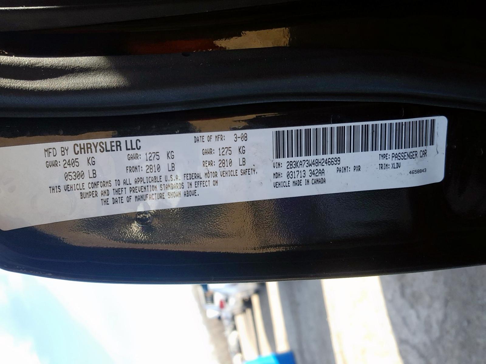 Photo 10 from auction – 2008 DODGE CHARGER SR with VIN 2B3KA73W48H246699