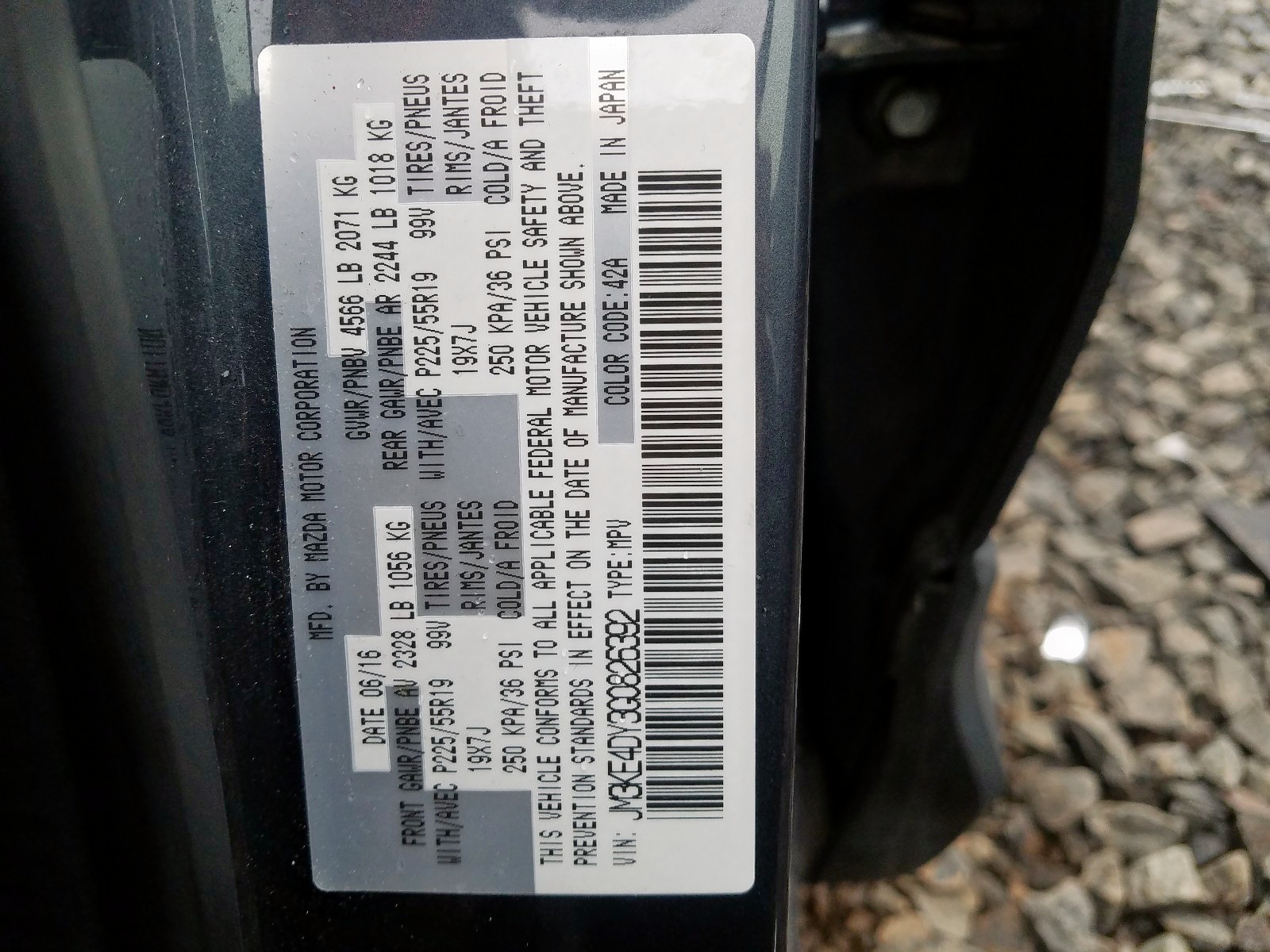 Photo 10 from auction – 2016 MAZDA CX-5 GT with VIN JM3KE4DY3G0826392