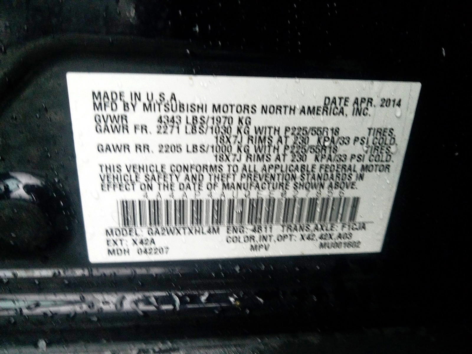 Photo 10 from auction – 2014 MITSUBISHI OUTLANDER with VIN 4A4AP4AU0EE027856