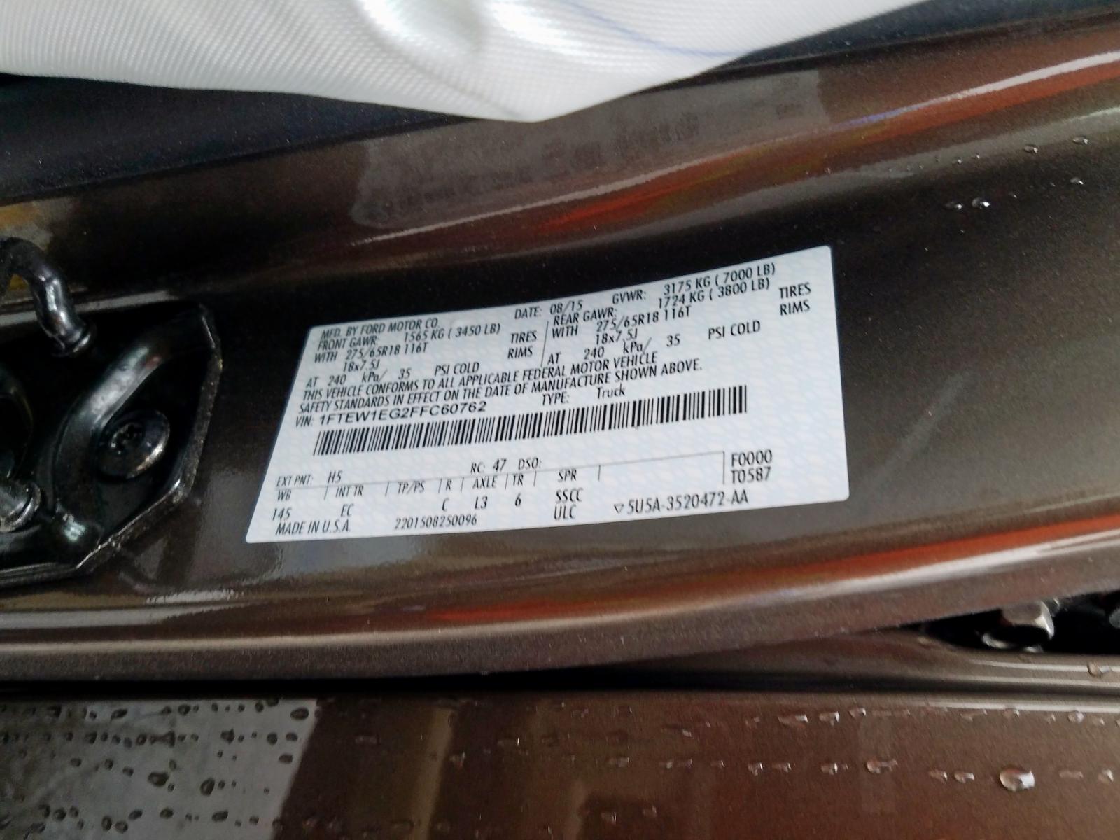 Photo 17 from auction – 2015 FORD F150 SUPER with VIN 1FTEW1EG2FFC60762
