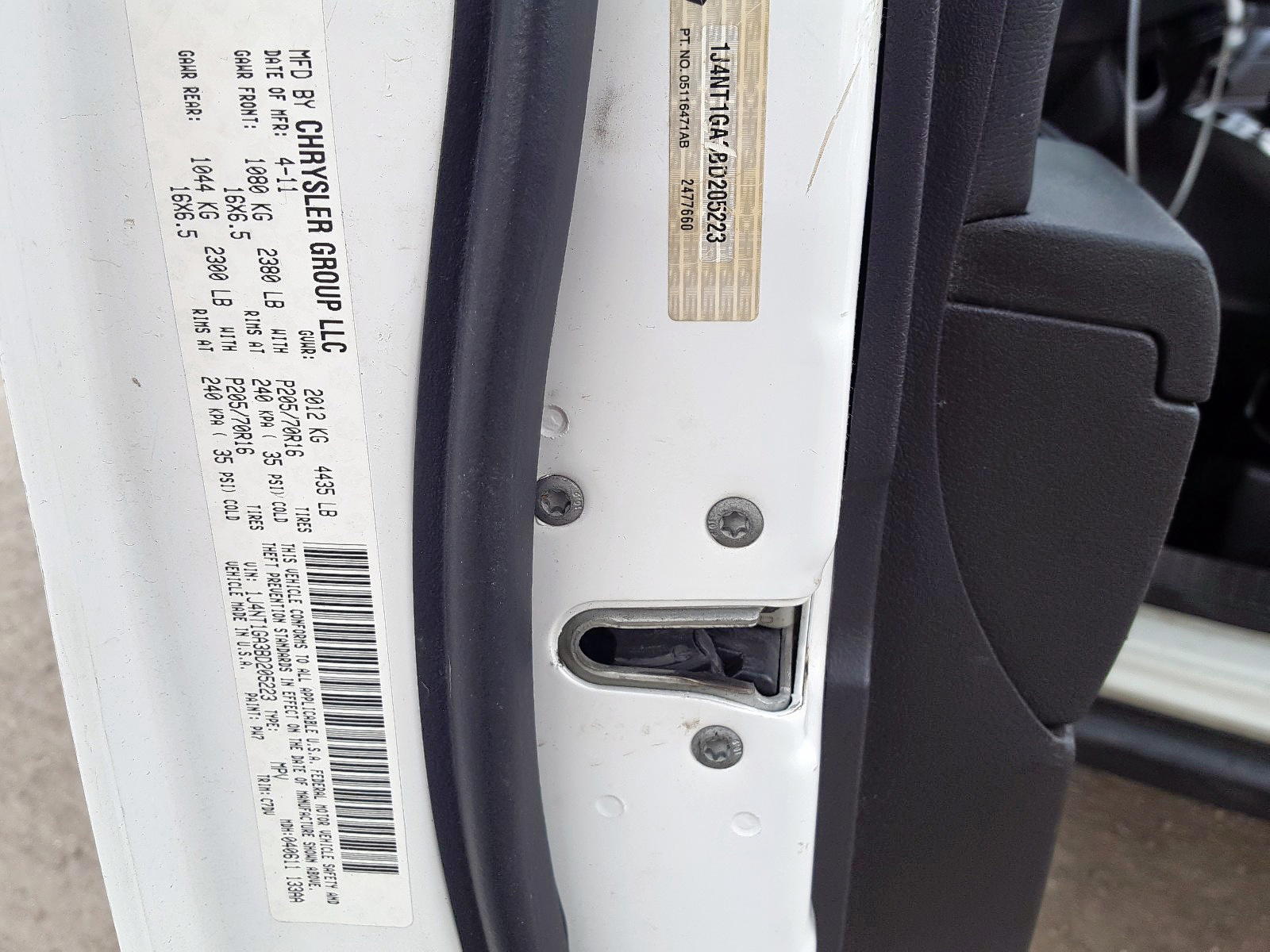 Photo 10 from auction – 2011 JEEP PATRIOT SP with VIN 1J4NT1GA3BD205223