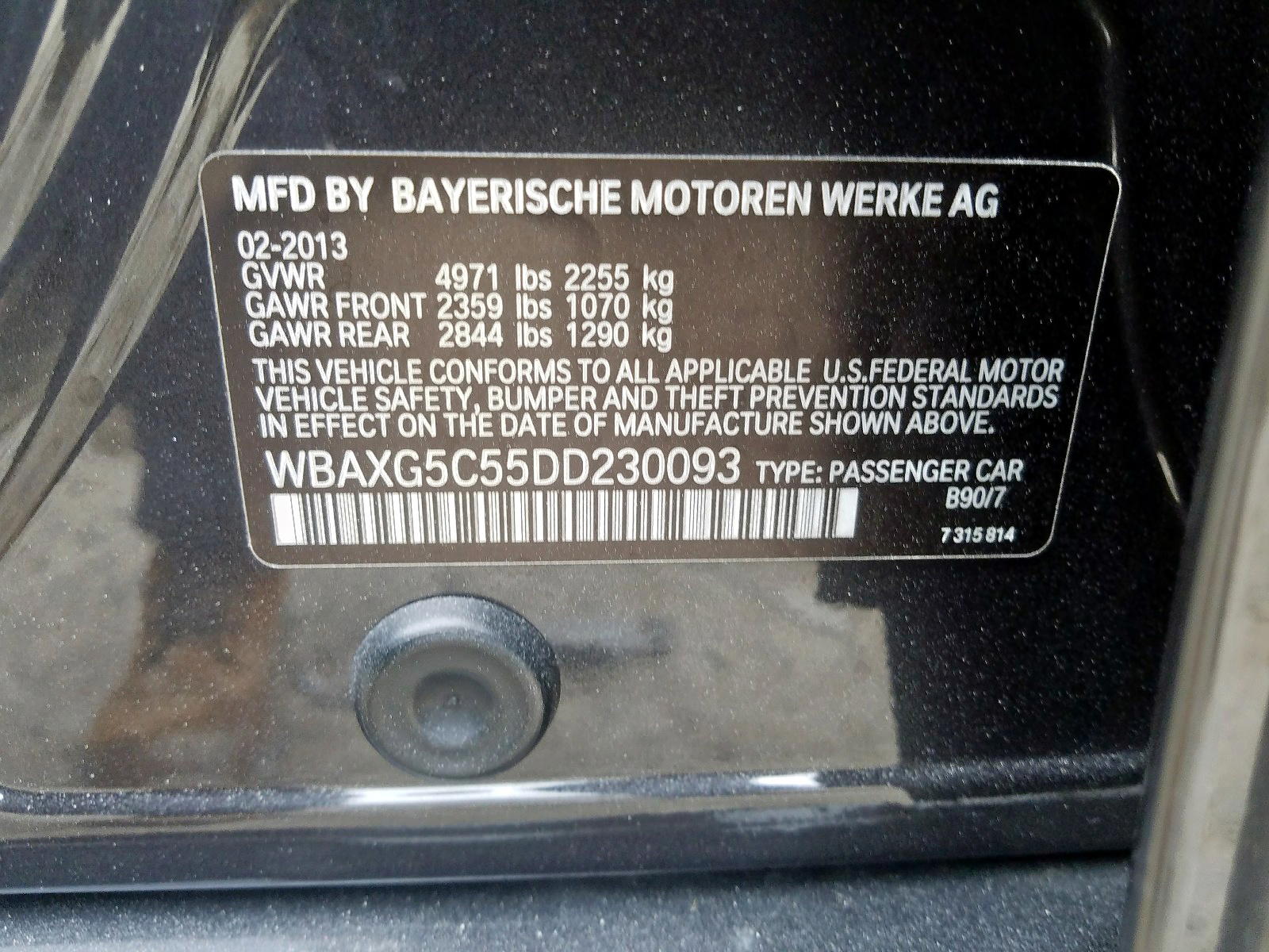 Photo 10 from auction – 2013 BMW 528 I with VIN WBAXG5C55DD230093