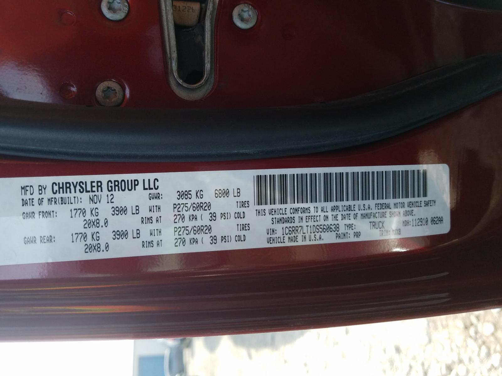 Photo 10 from auction – 2013 RAM 1500 SLT with VIN 1C6RR7LT1DS560638