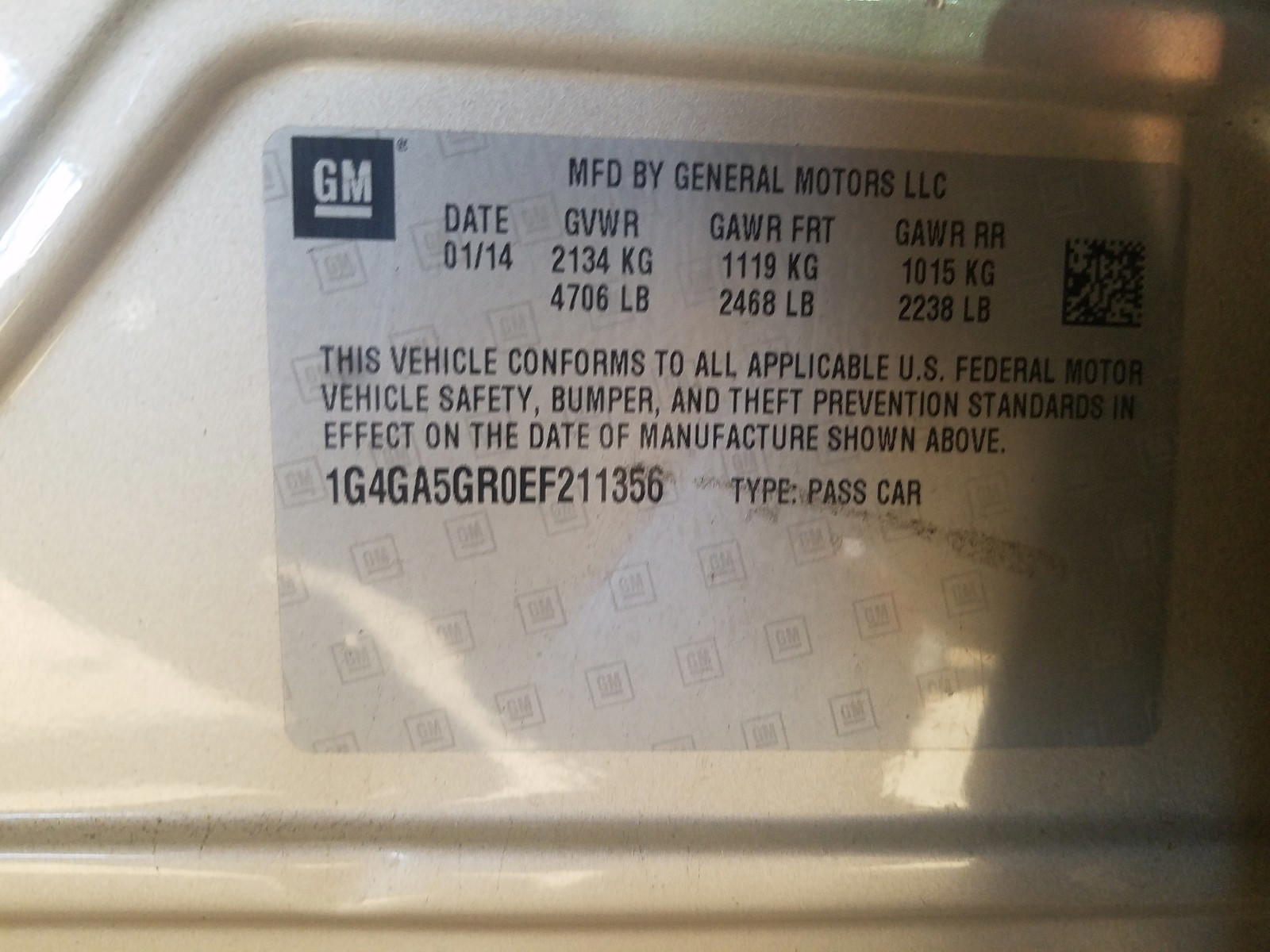 Photo 10 from auction – 2014 BUICK LACROSSE with VIN 1G4GA5GR0EF211356