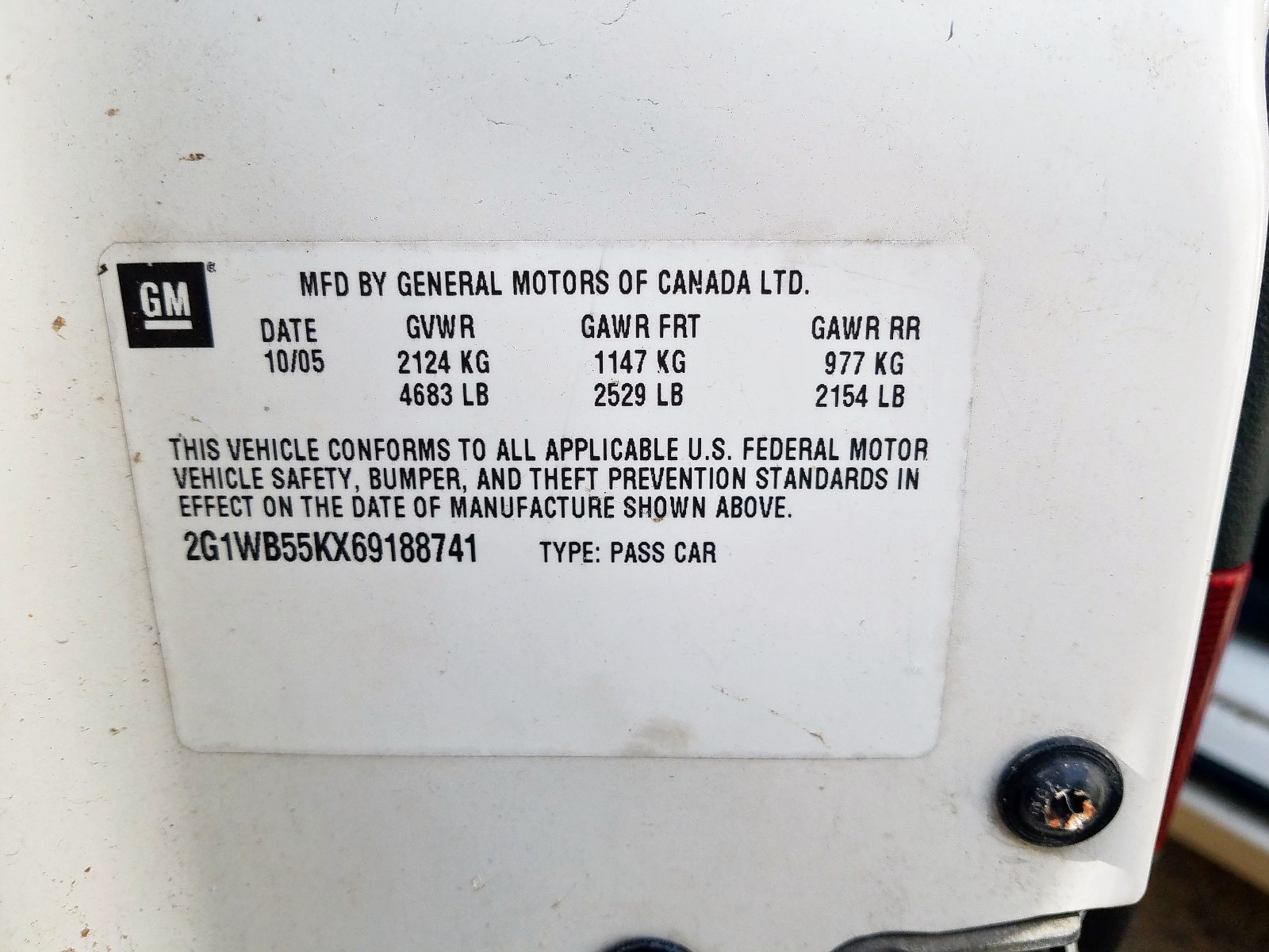Photo 10 from auction – 2006 CHEVROLET IMPALA LS with VIN 2G1WB55KX69188741