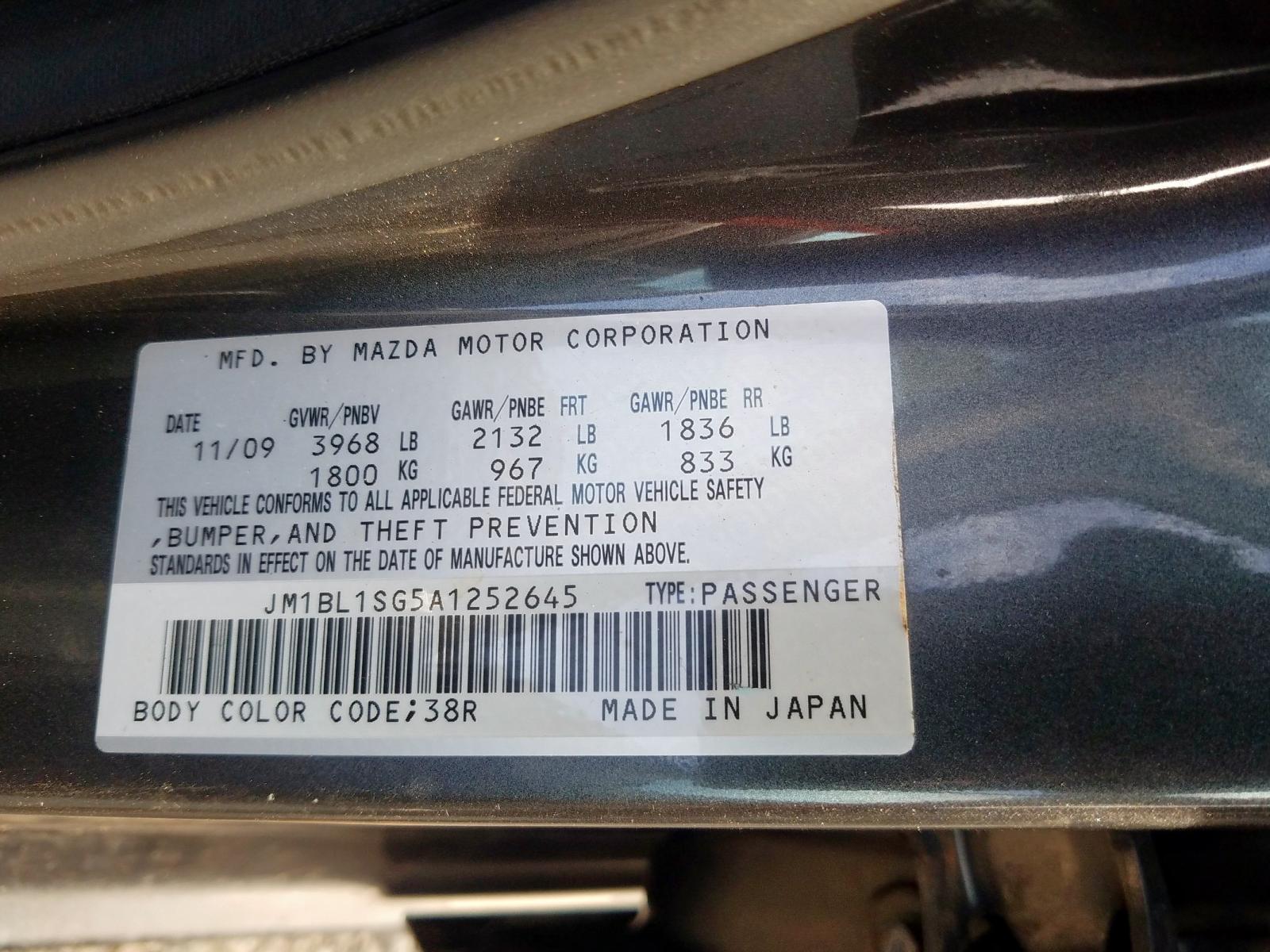 Photo 10 from auction – 2010 MAZDA 3 I with VIN JM1BL1SG5A1252645