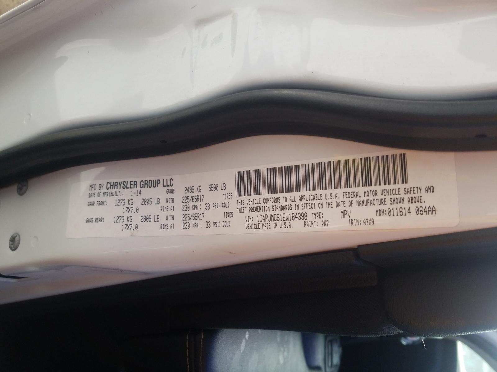 Photo 10 from auction – 2014 JEEP CHEROKEE L with VIN 1C4PJMCS1EW184398