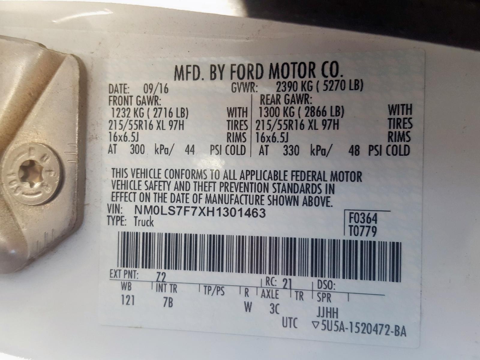 Photo 10 from auction – 2017 FORD TRANSIT CO with VIN NM0LS7F7XH1301463
