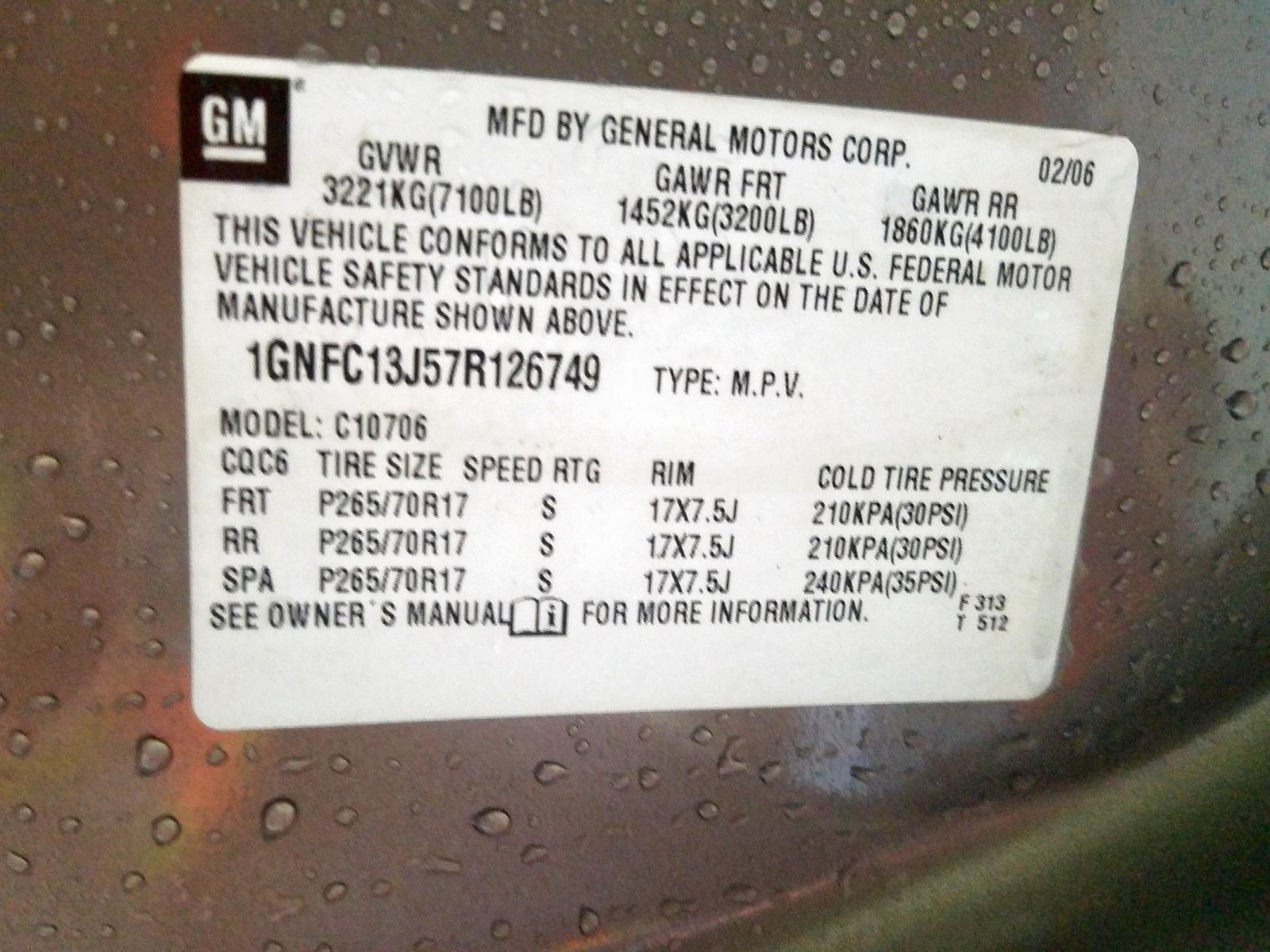 Photo 10 from auction – 2007 CHEVROLET TAHOE C150 with VIN 1GNFC13J57R126749