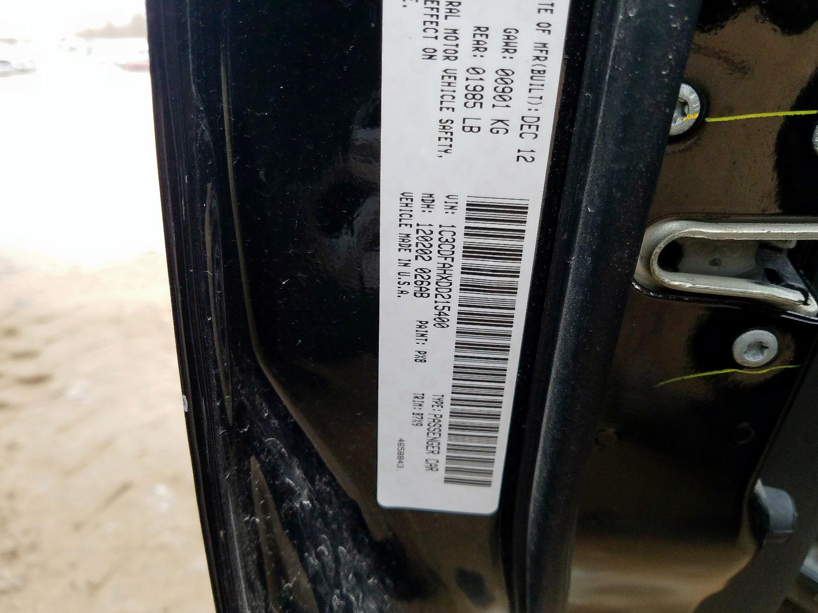 Photo 10 from auction – 2013 DODGE DART SE with VIN 1C3CDFAHXDD215400