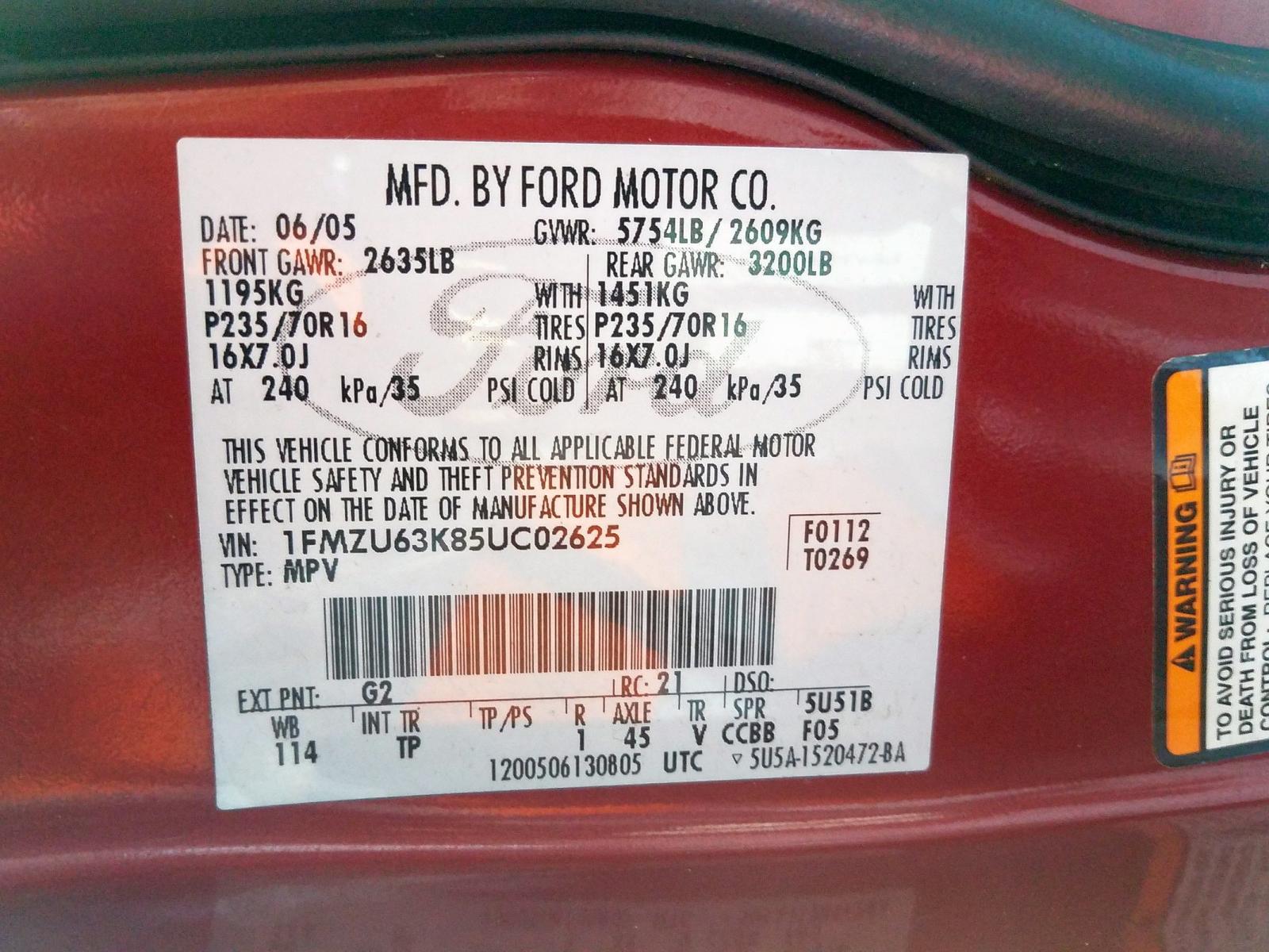 Photo 10 from auction – 2005 FORD EXPLORER X with VIN 1FMZU63K85UC02625