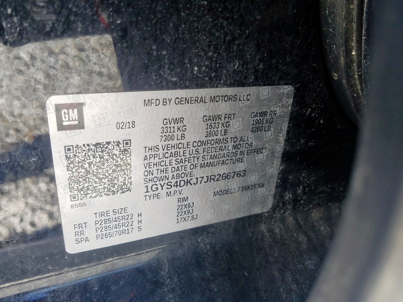 Photo 10 from auction – 2018 CADILLAC ESCALADE P with VIN 1GYS4DKJ7JR266763
