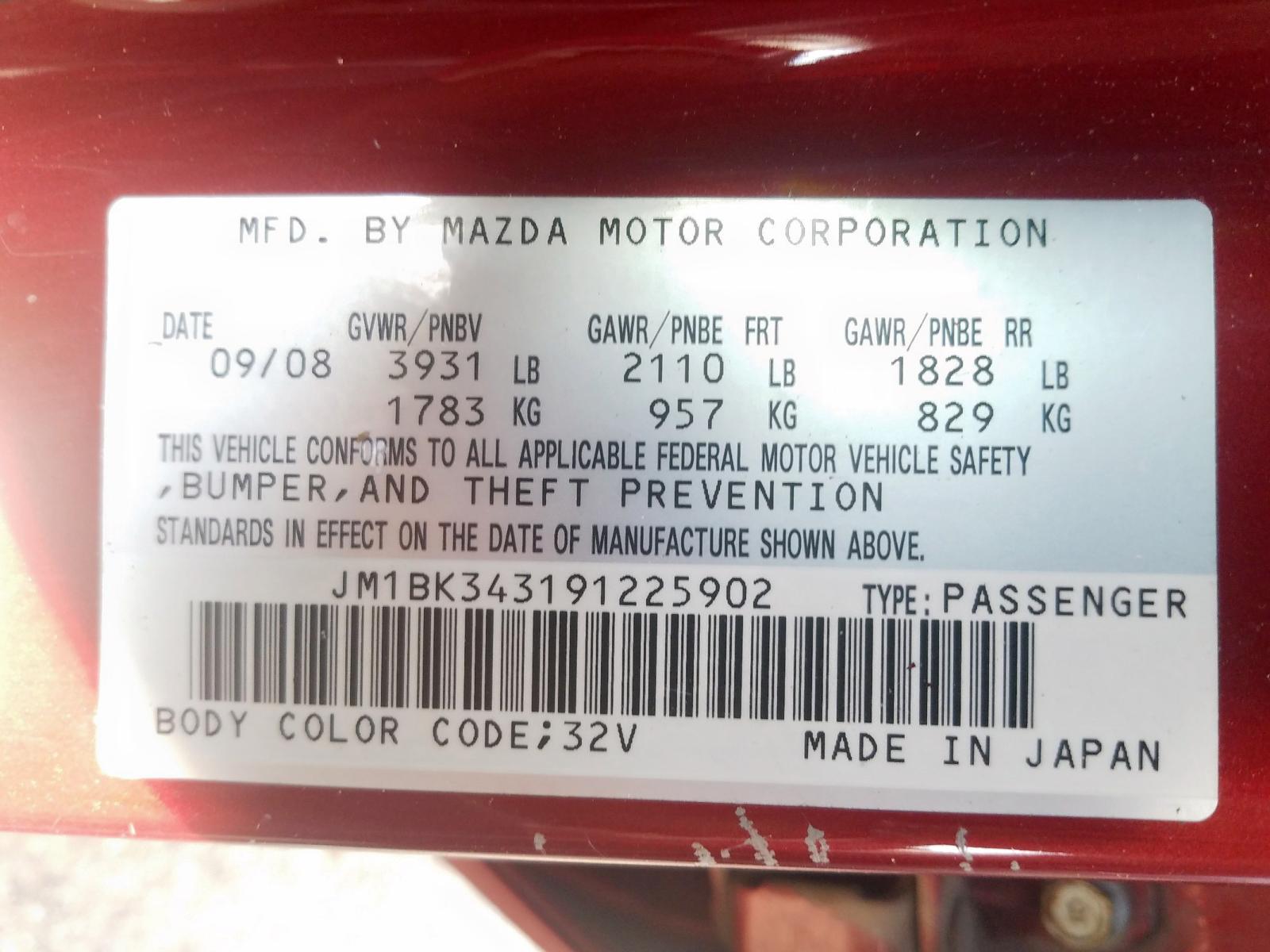 Photo 10 from auction – 2009 MAZDA 3 S with VIN JM1BK343191225902