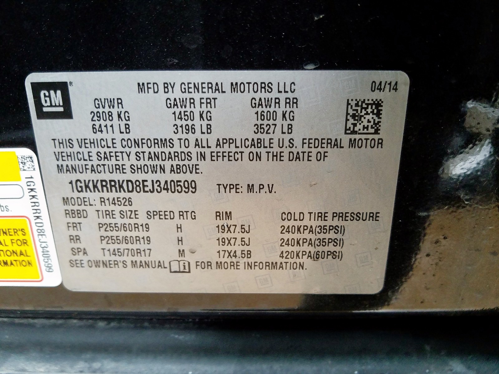 Photo 10 from auction – 2014 GMC ACADIA SLT with VIN 1GKKRRKD8EJ340599