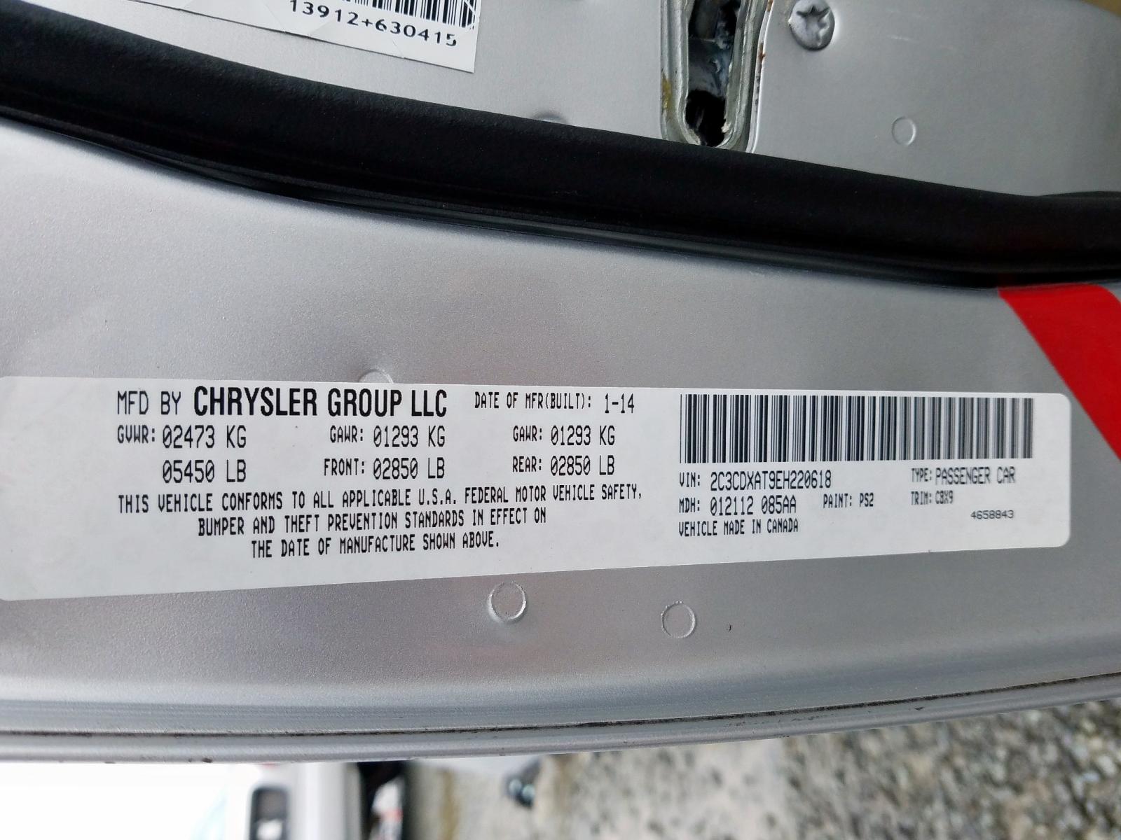 Photo 10 from auction – 2014 DODGE CHARGER PO with VIN 2C3CDXAT9EH220618